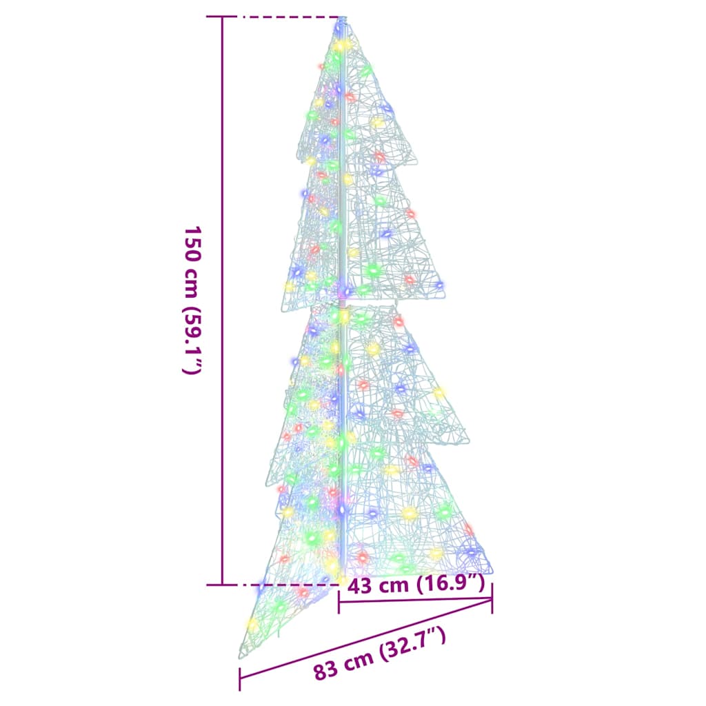 Juletre med 160 LED Flerfarget 150 cm Akryl