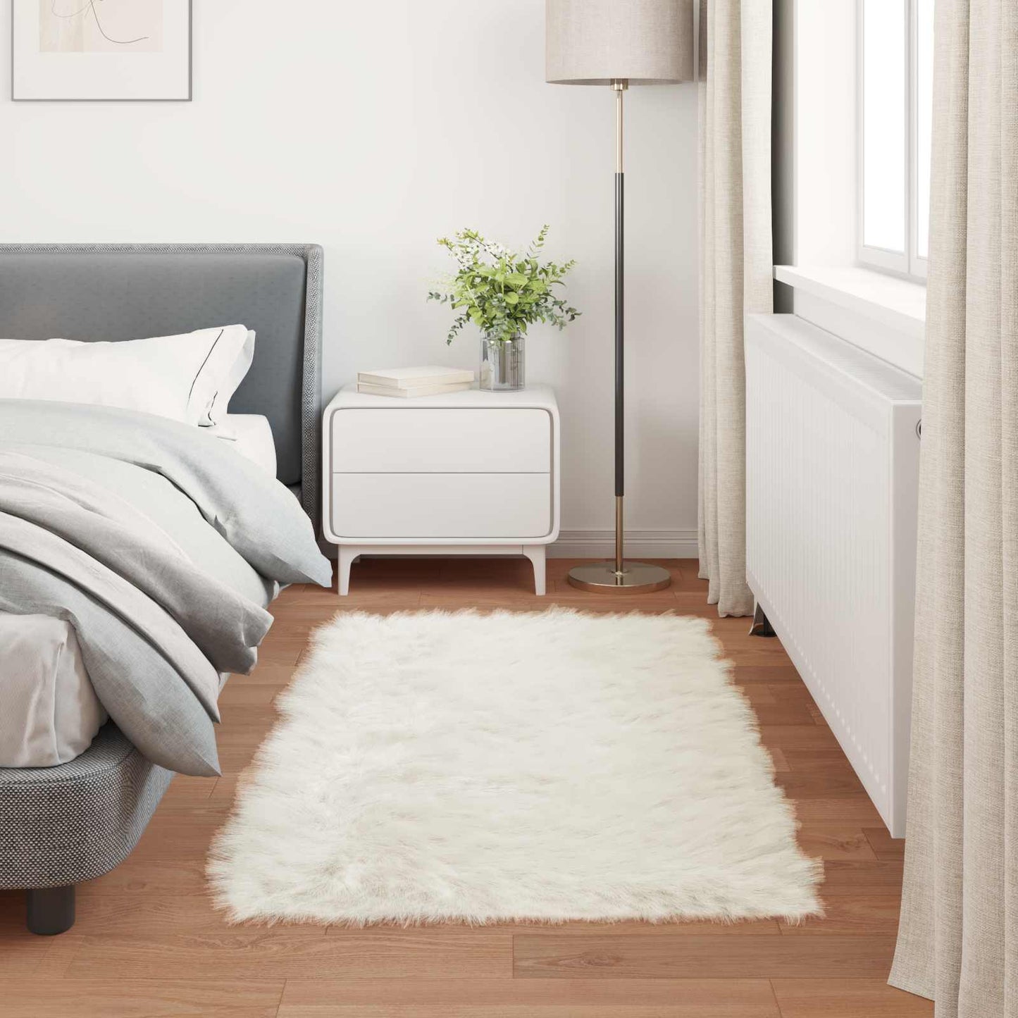 Fusk saueskinnteppe TAFALLA Hvit 60 x 110 cm Polyester