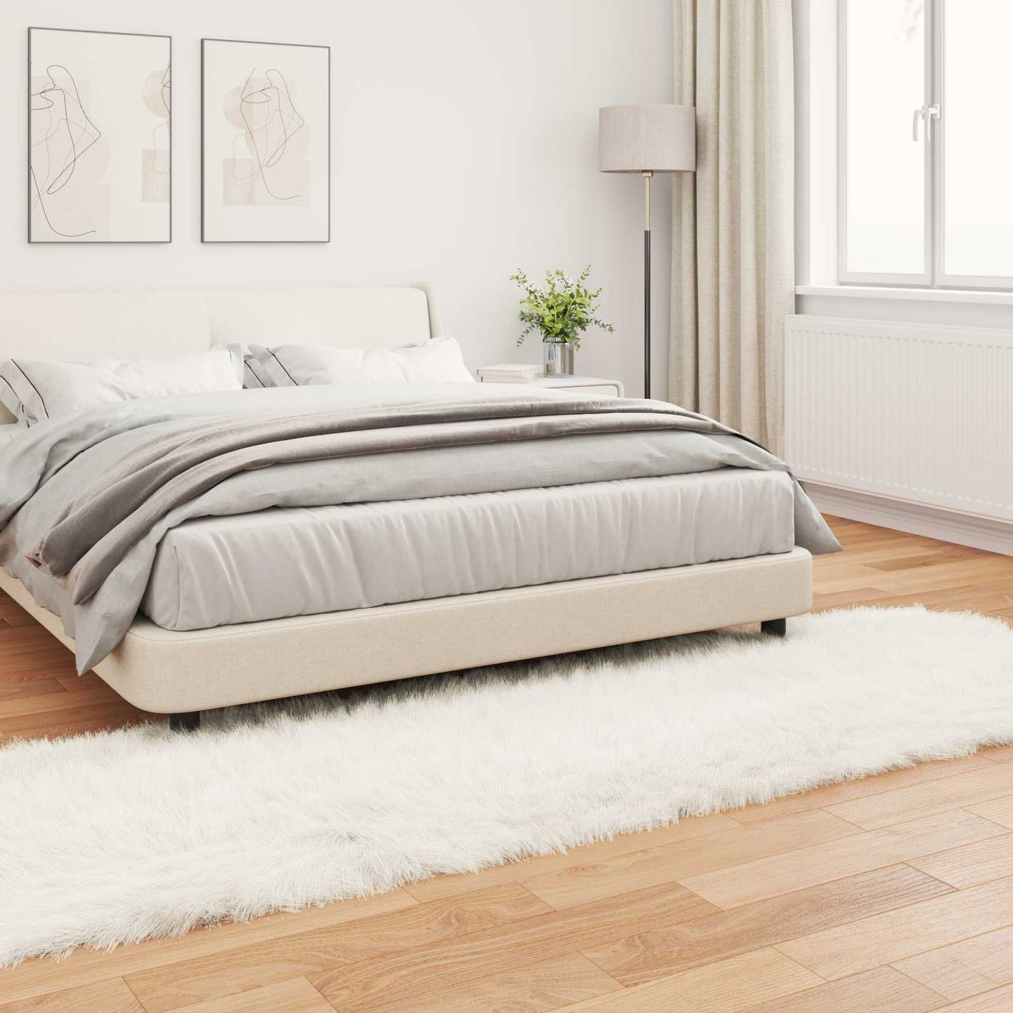 Fusk saueskinnteppe TAFALLA Hvit 80 x 250 cm Polyester