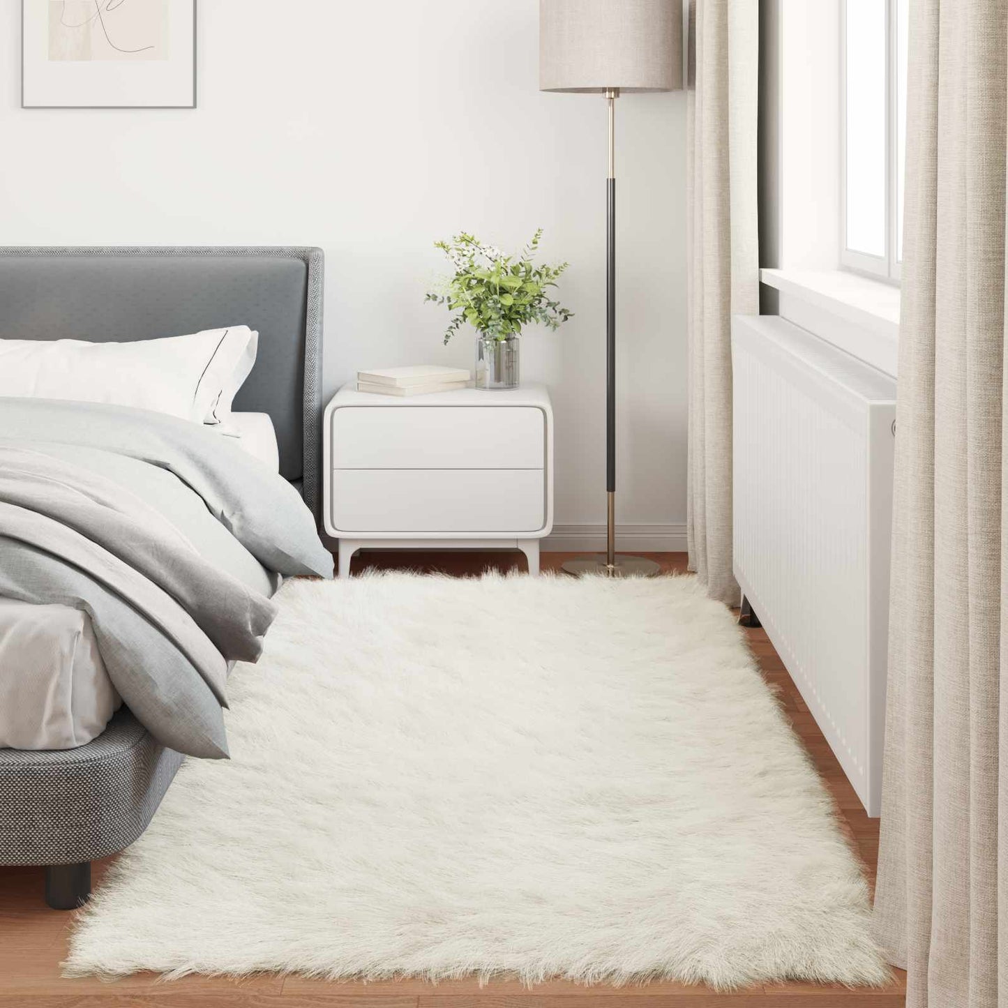 Fusk saueskinnteppe TAFALLA Hvit 100 x 200 cm Polyester