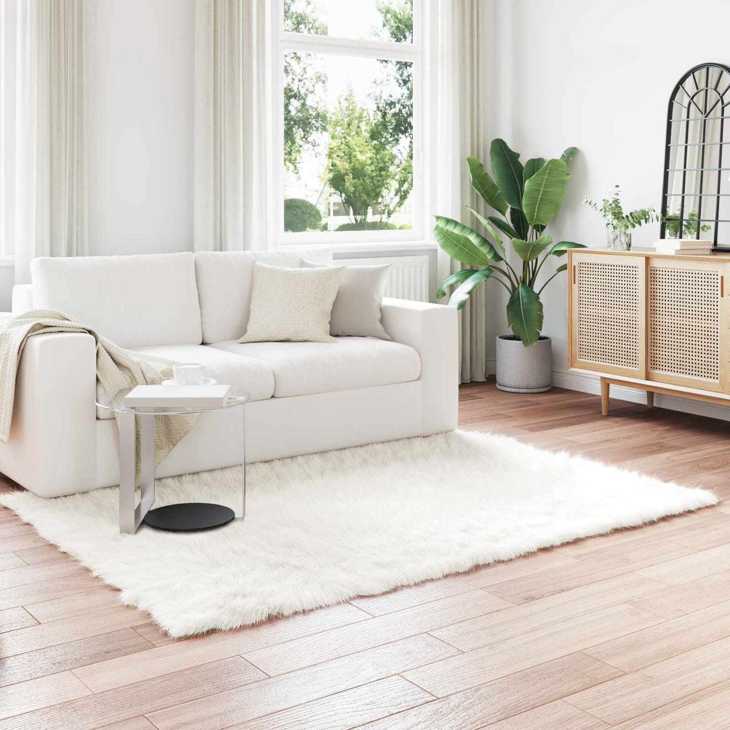 Fusk saueskinnteppe TAFALLA Hvit 160 x 230 cm Polyester