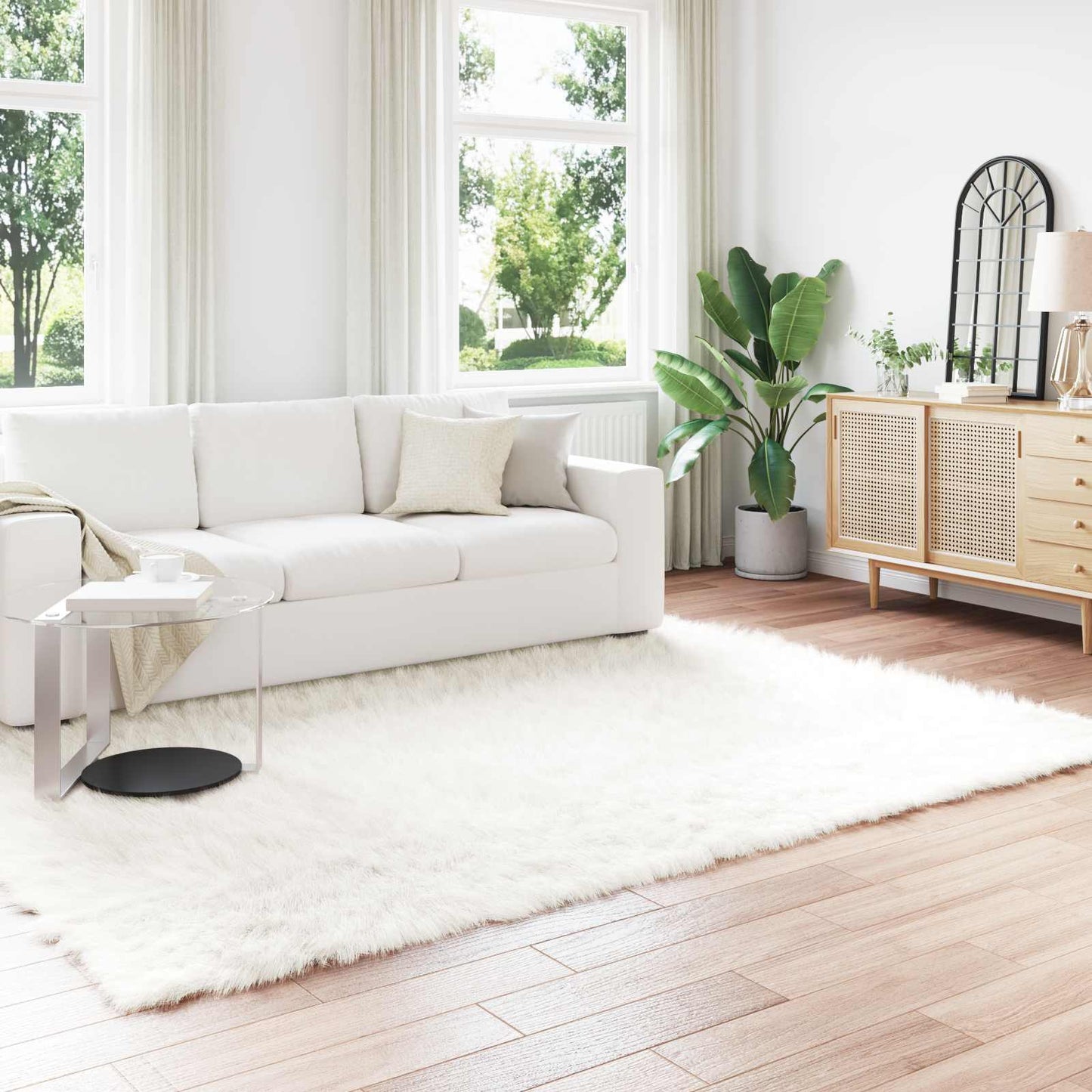 Fusk saueskinnteppe TAFALLA Hvit 200 x 280 cm Polyester