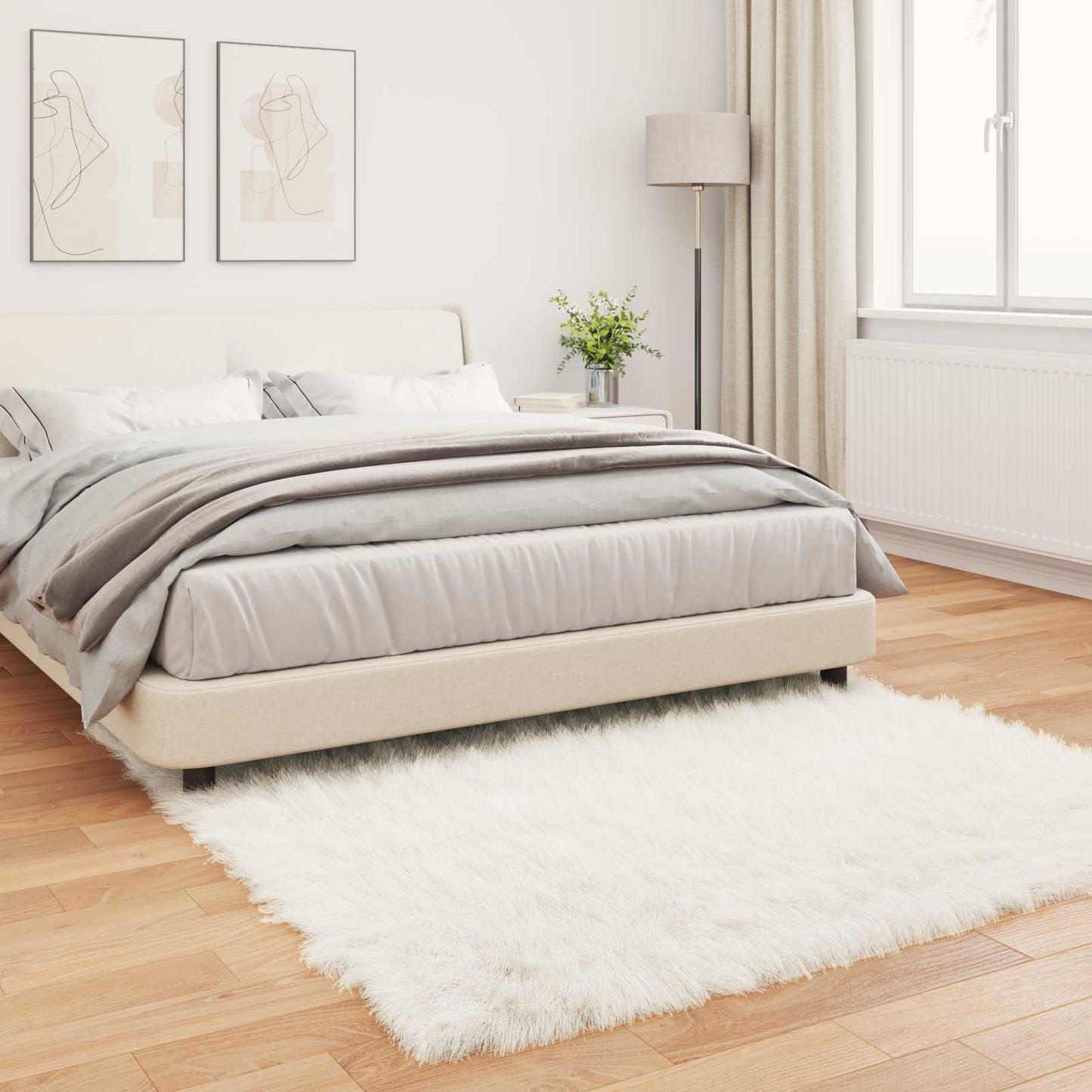 Fusk saueskinnteppe TAFALLA Hvit 160 x 160 cm Polyester