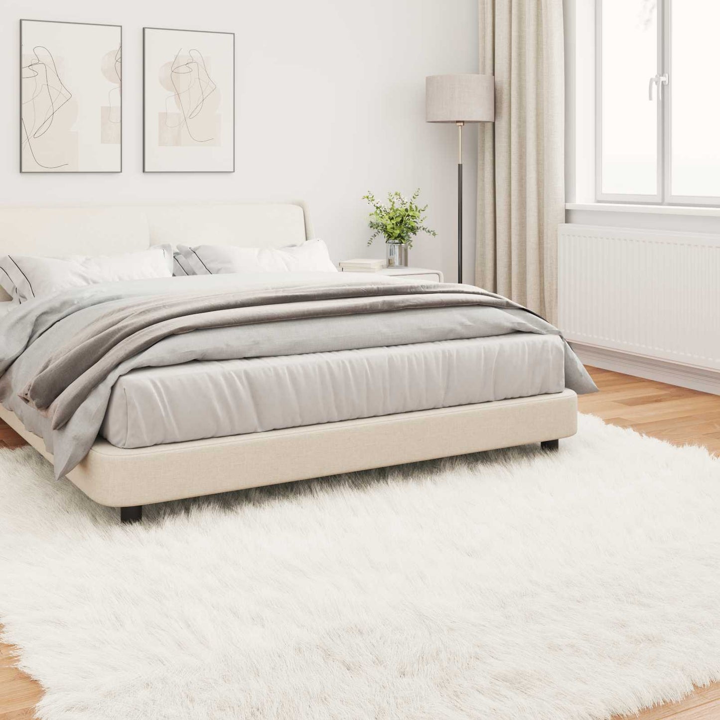 Fusk saueskinnteppe TAFALLA Hvit 240 x 240 cm Polyester
