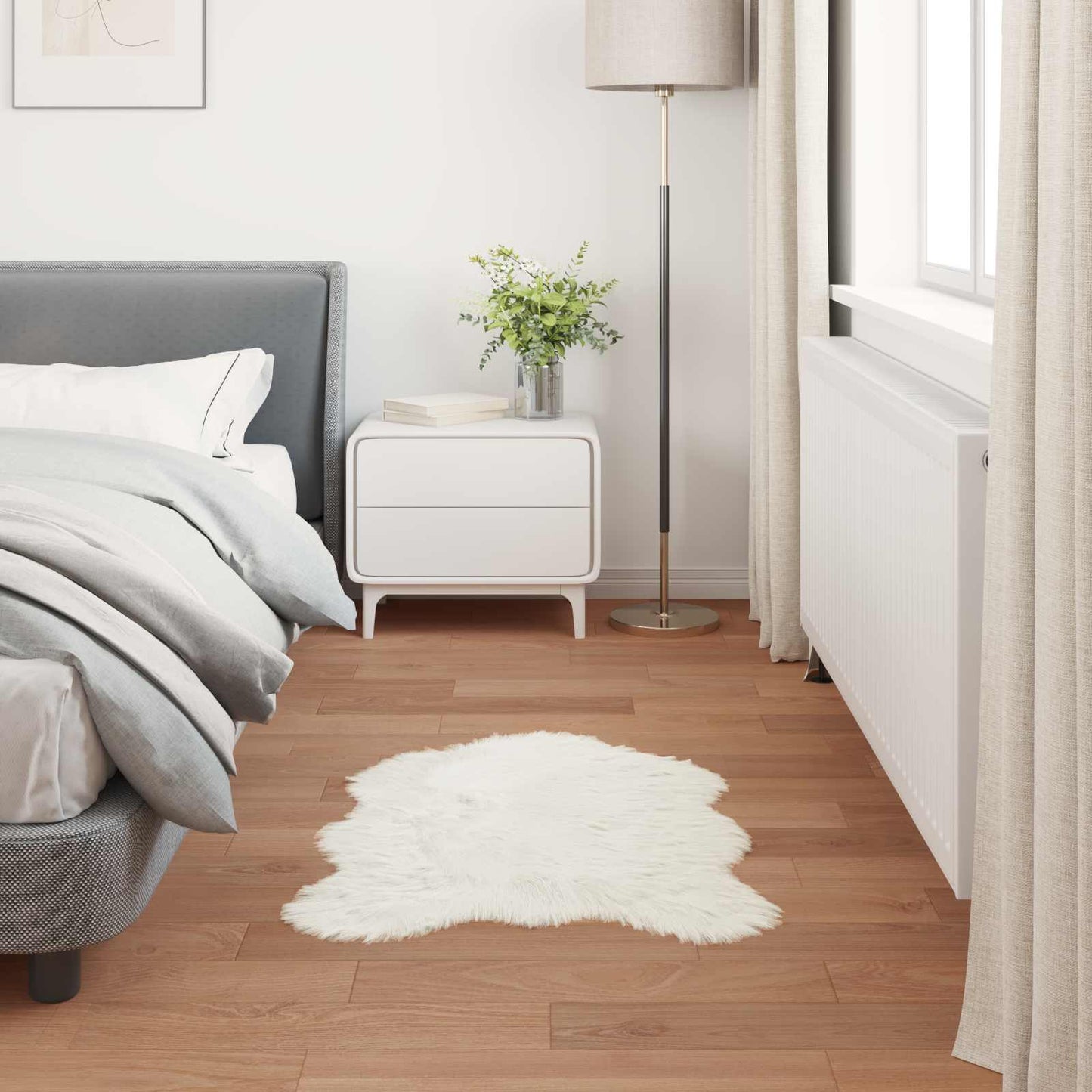 Fusk saueskinnteppe TAFALLA Hvit 80 x 120 cm Polyester