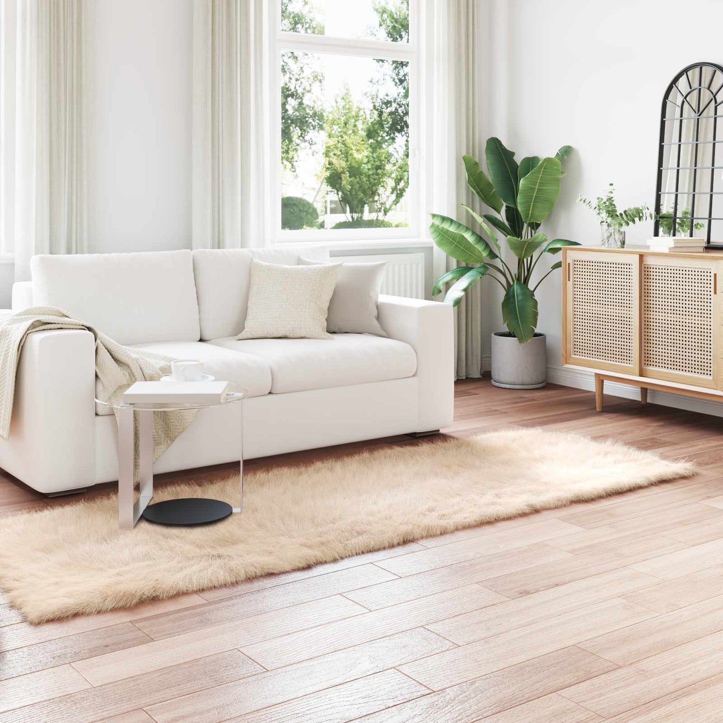 Fusk saueskinnteppe TAFALLA Beige 80 x 250 cm Polyester