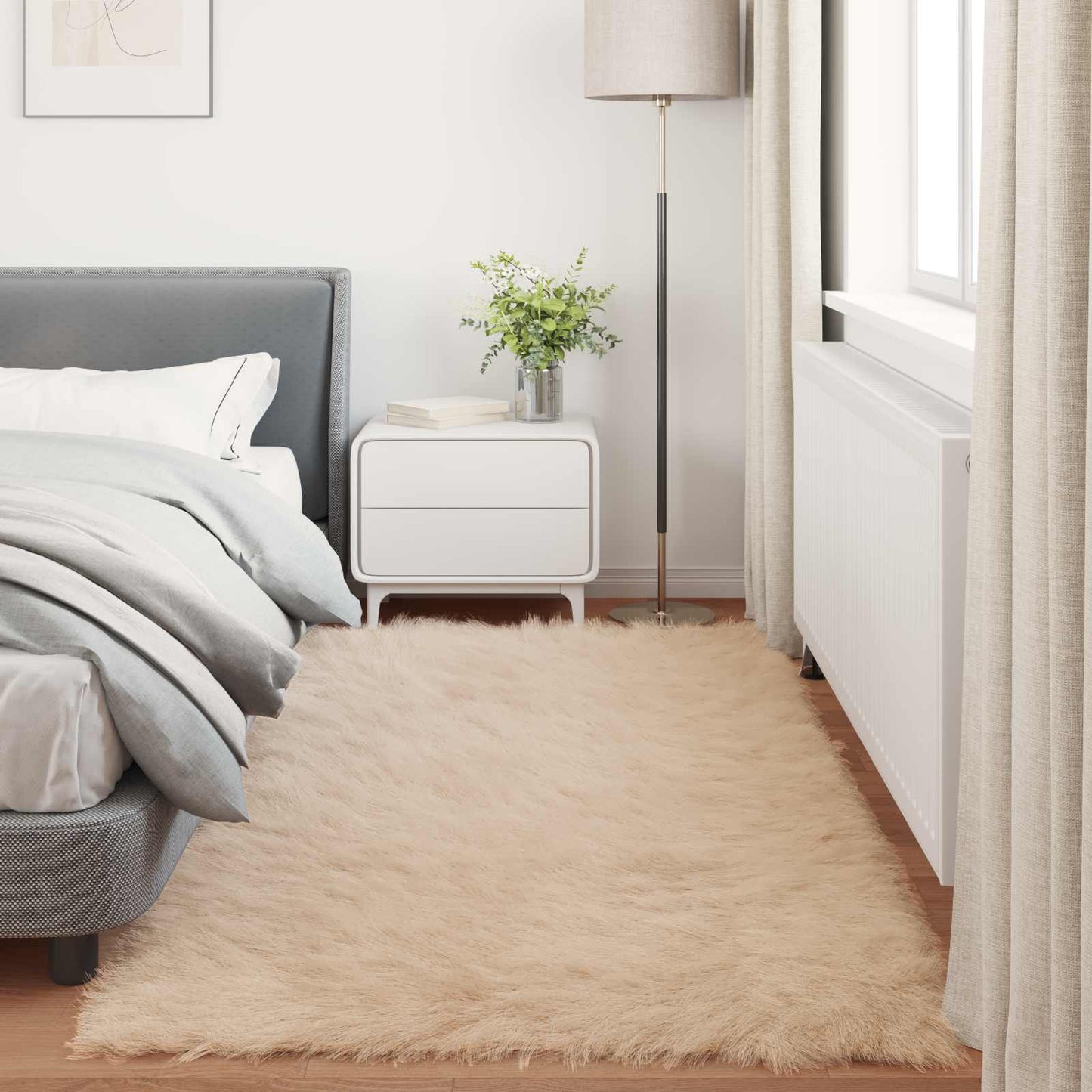 Fusk saueskinnteppe TAFALLA Beige 100 x 200 cm Polyester