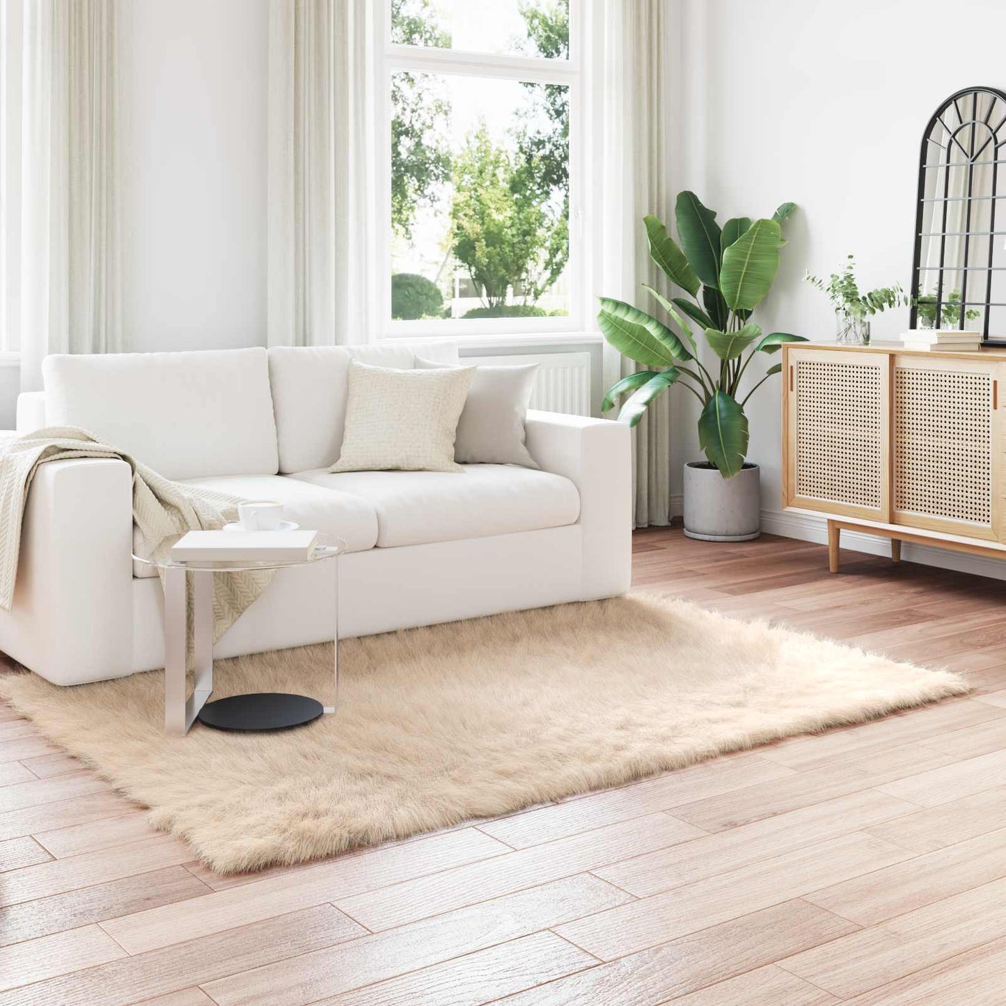 Fusk saueskinnteppe TAFALLA Beige 120 x 170 cm Polyester