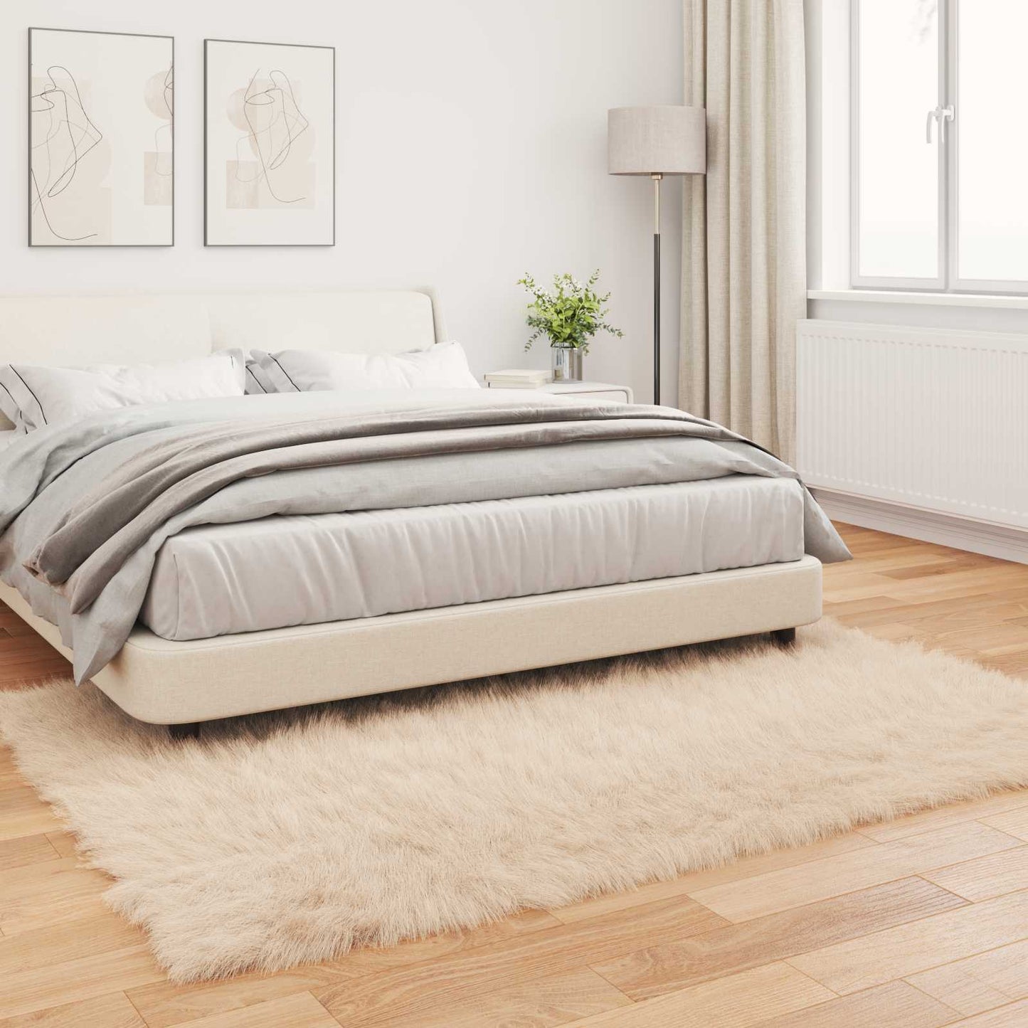 Fusk saueskinnteppe TAFALLA Beige 140 x 200 cm Polyester