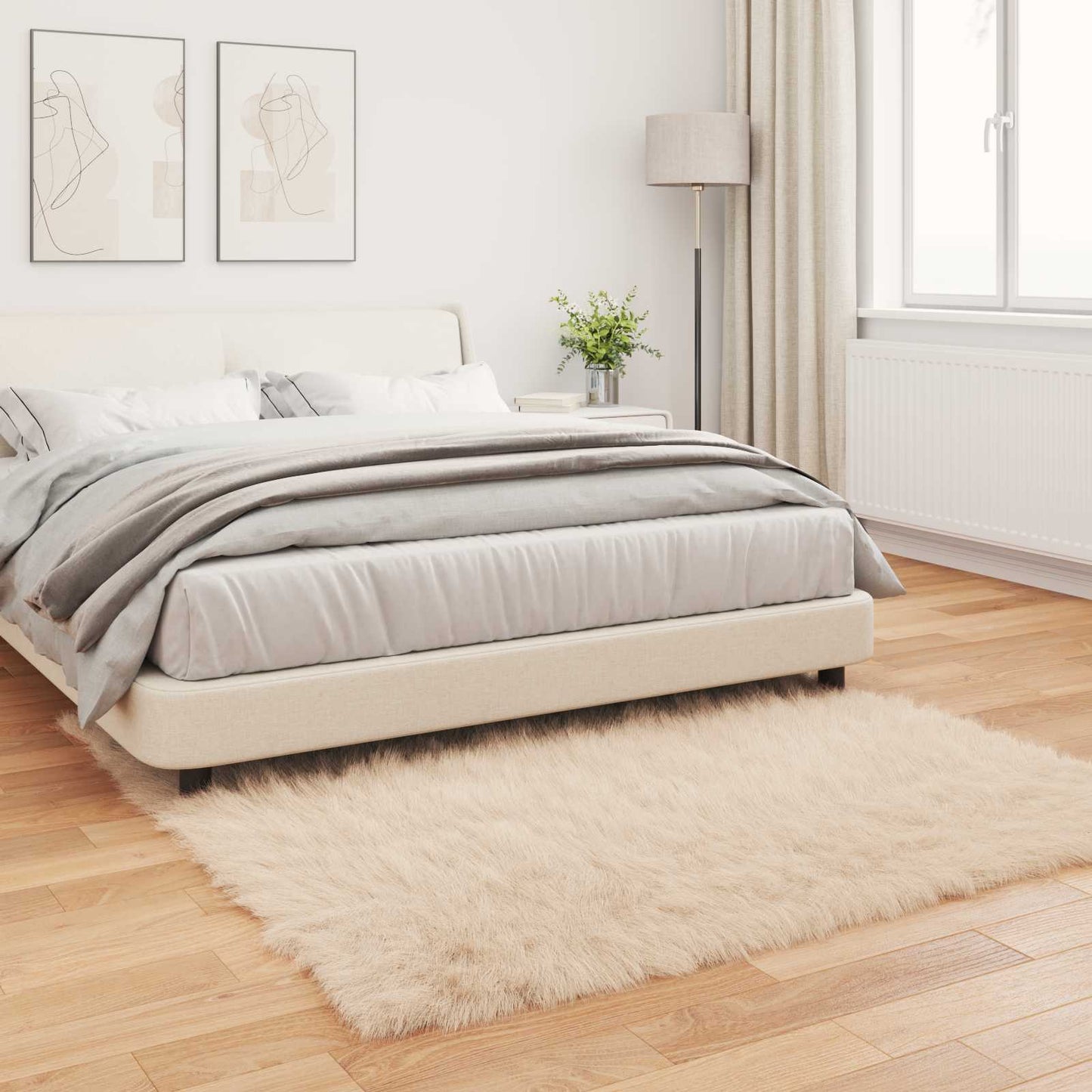 Fusk saueskinnteppe TAFALLA Beige 160 x 160 cm Polyester