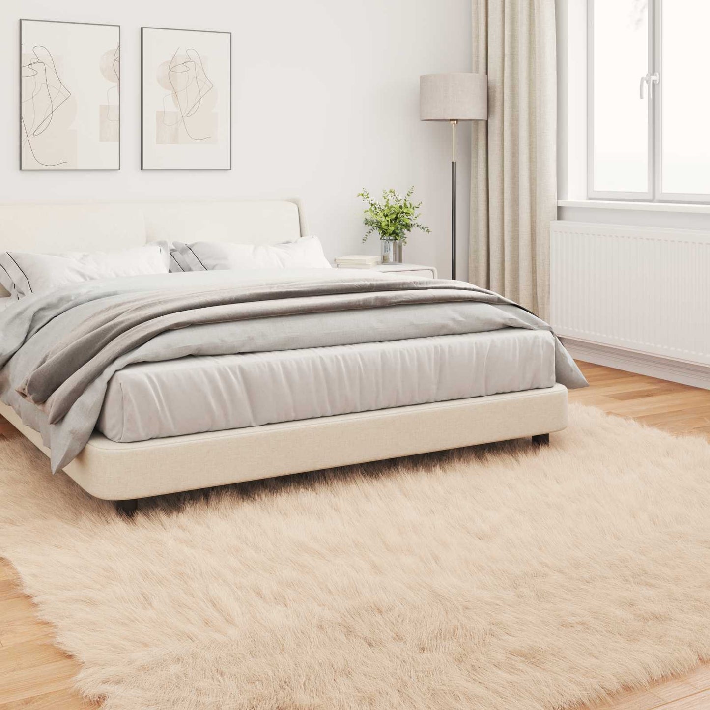 Fusk saueskinnteppe TAFALLA Beige 240 x 240 cm Polyester