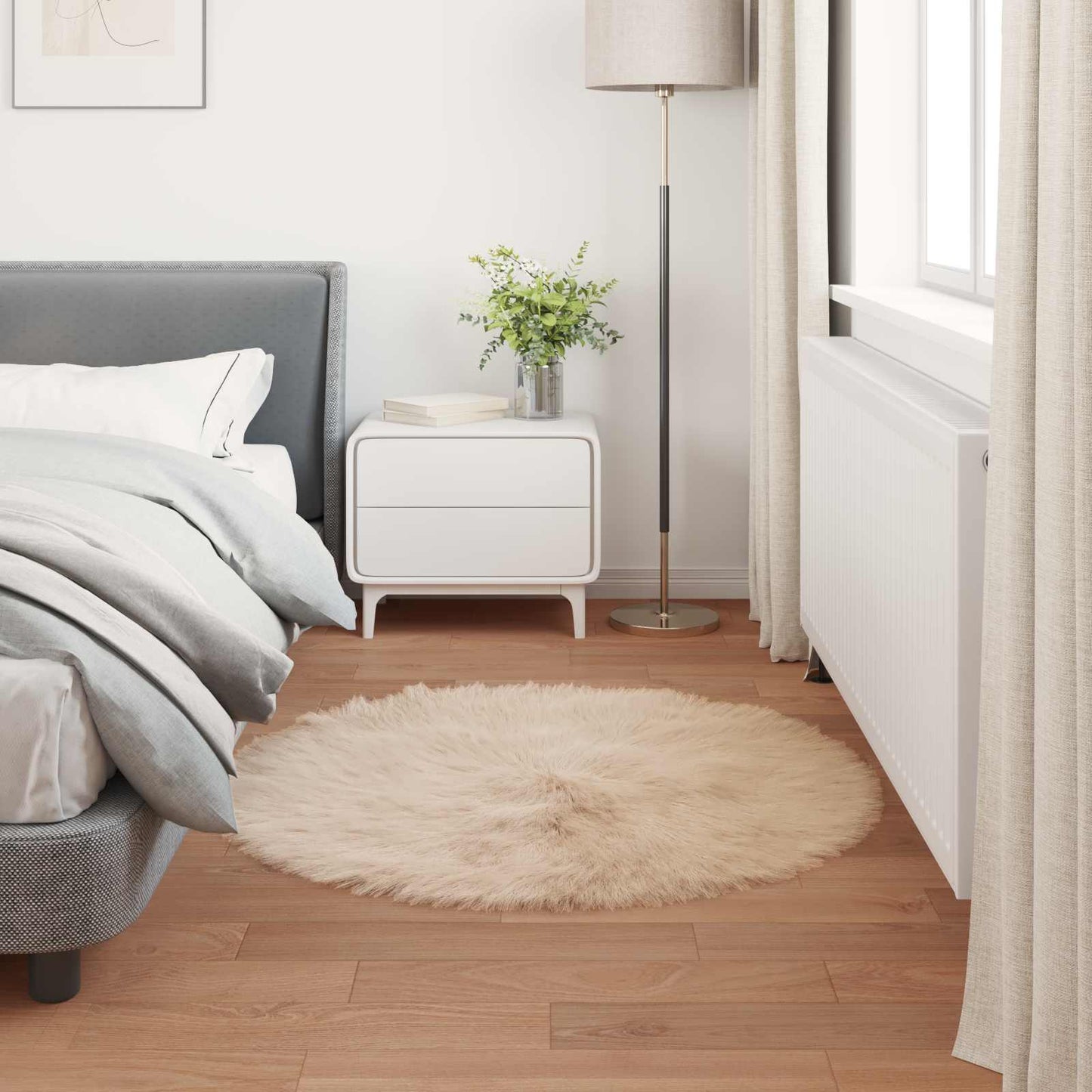 Fusk saueskinnteppe TAFALLA Beige Ø 120 cm Polyester