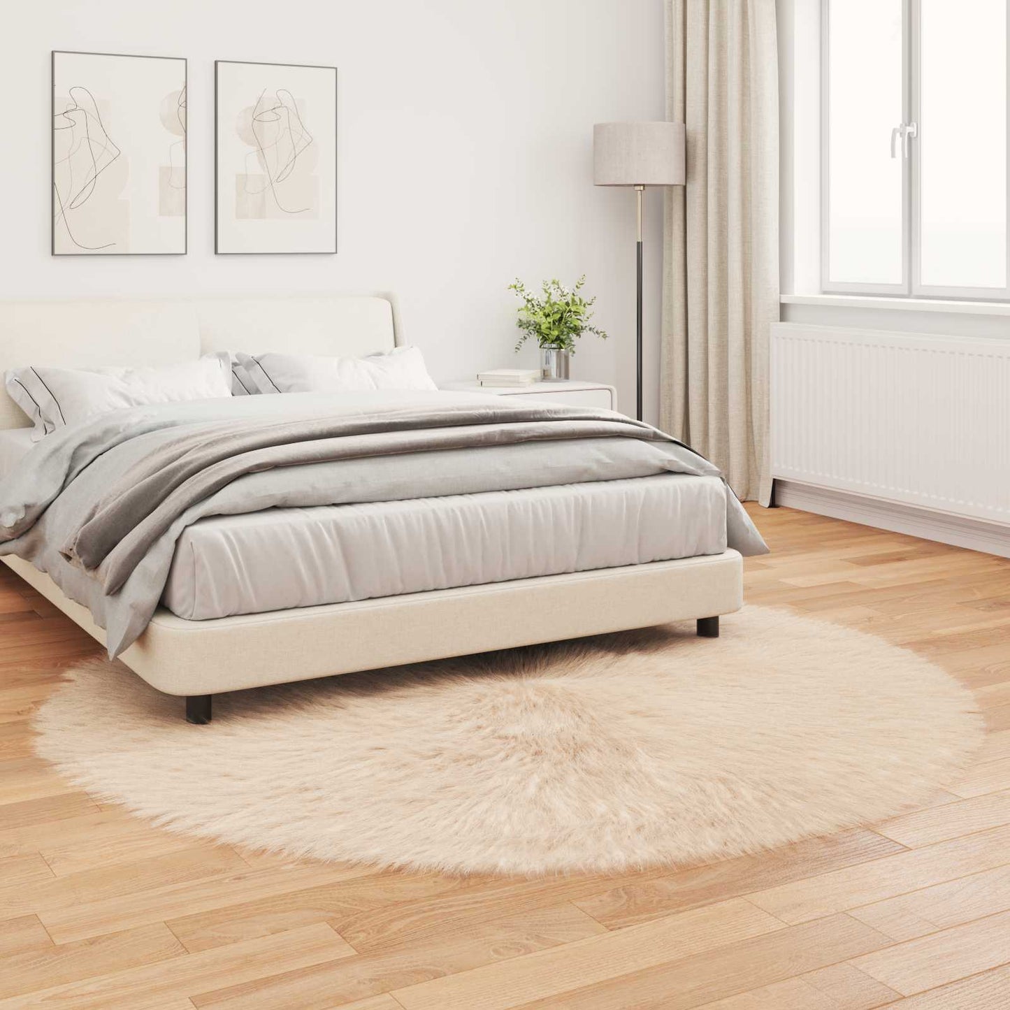 Fusk saueskinnteppe TAFALLA Beige Ø 200 cm Polyester