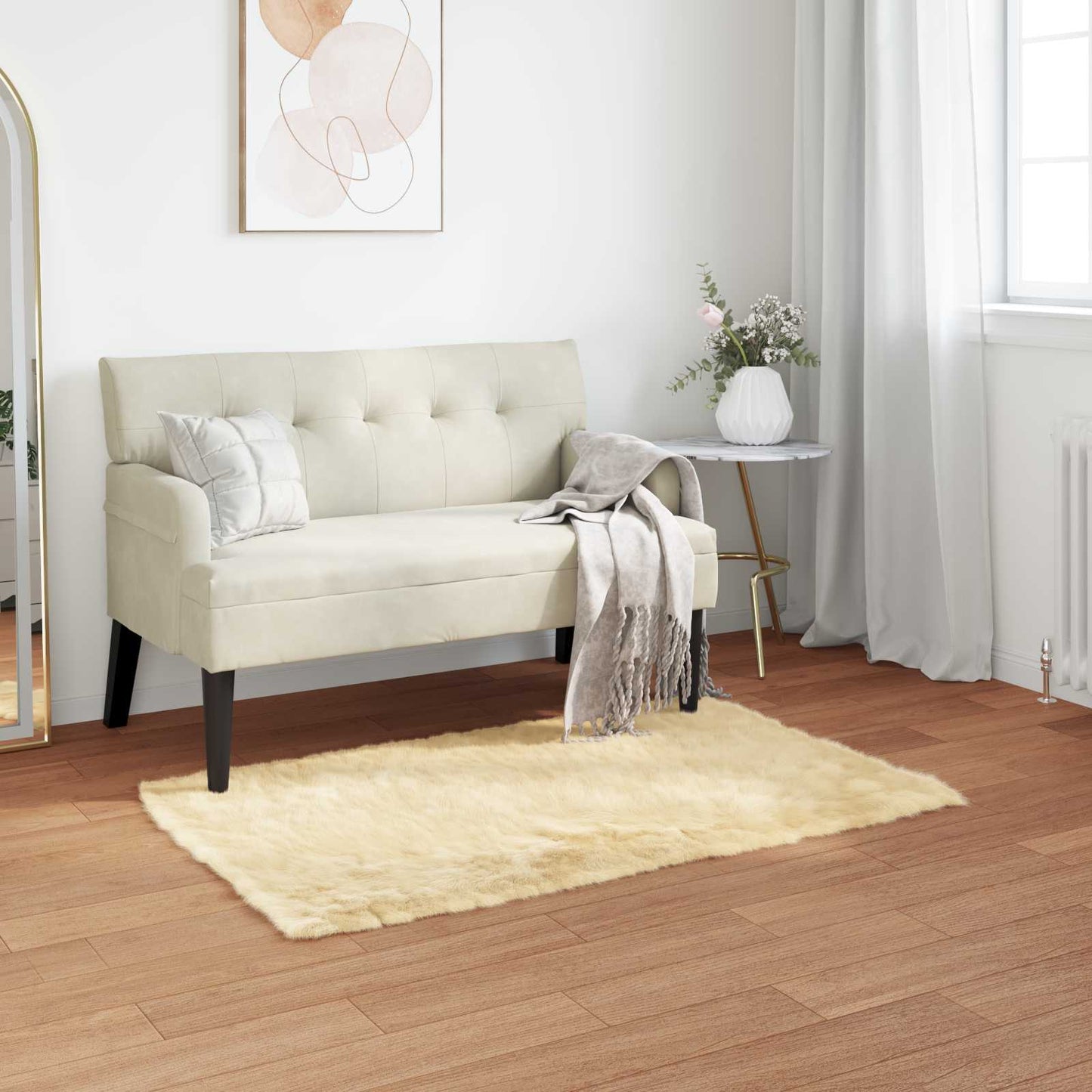 Fusk saueskinnteppe TAFALLA Krem 60 x 110 cm Polyester