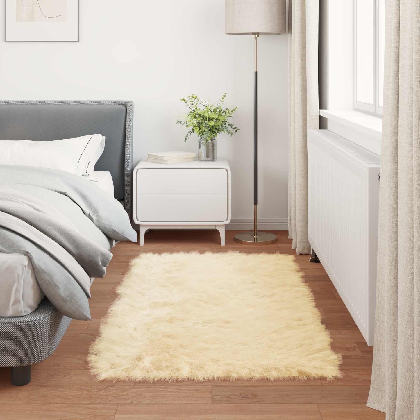 Fusk saueskinnteppe TAFALLA Krem 80 x 150 cm Polyester