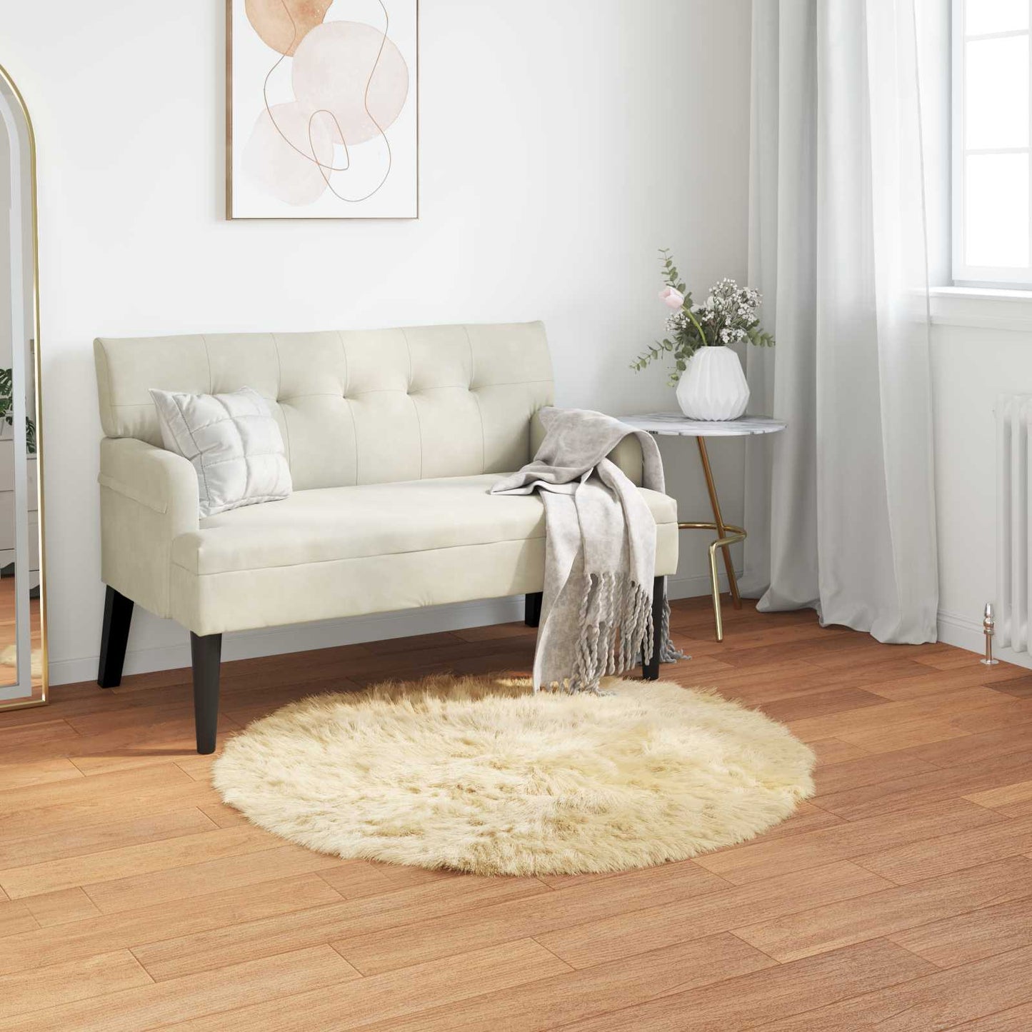 Fusk saueskinnteppe TAFALLA Krem Ø 80 cm Polyester