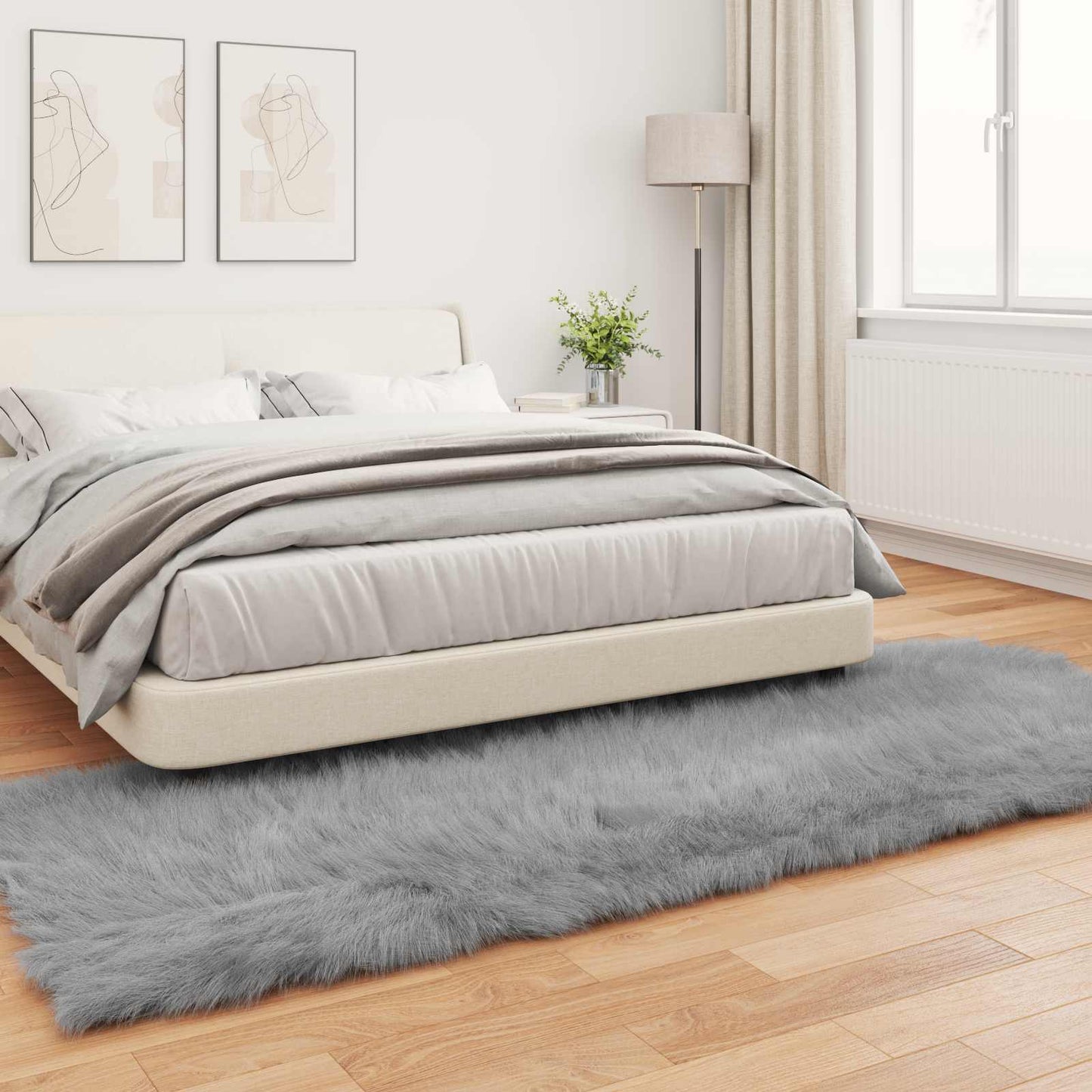 Fusk saueskinnteppe TAFALLA Grå 80 x 250 cm Polyester