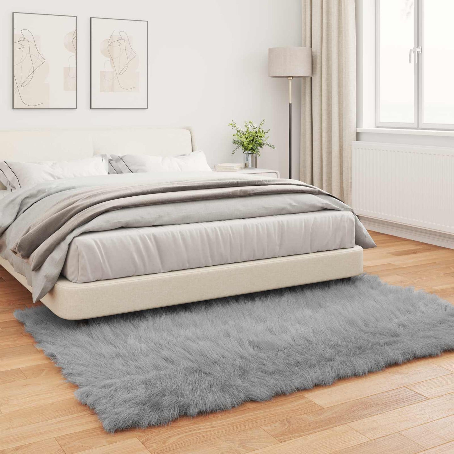 Fusk saueskinnteppe TAFALLA Grå 140 x 200 cm Polyester