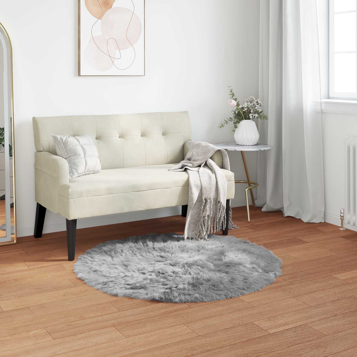 Fusk saueskinnteppe TAFALLA Grå Ø 80 cm Polyester