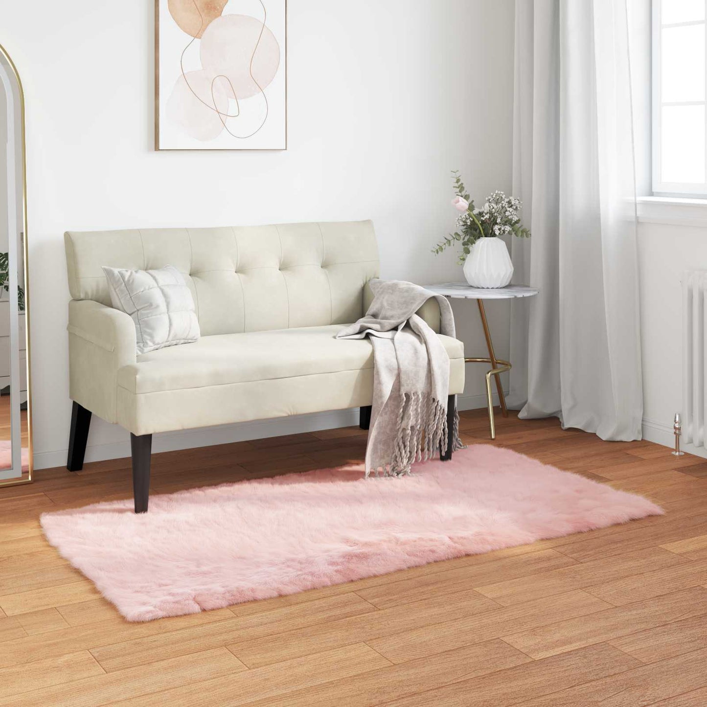 Fusk saueskinnteppe TAFALLA Rosa 60 x 110 cm Polyester