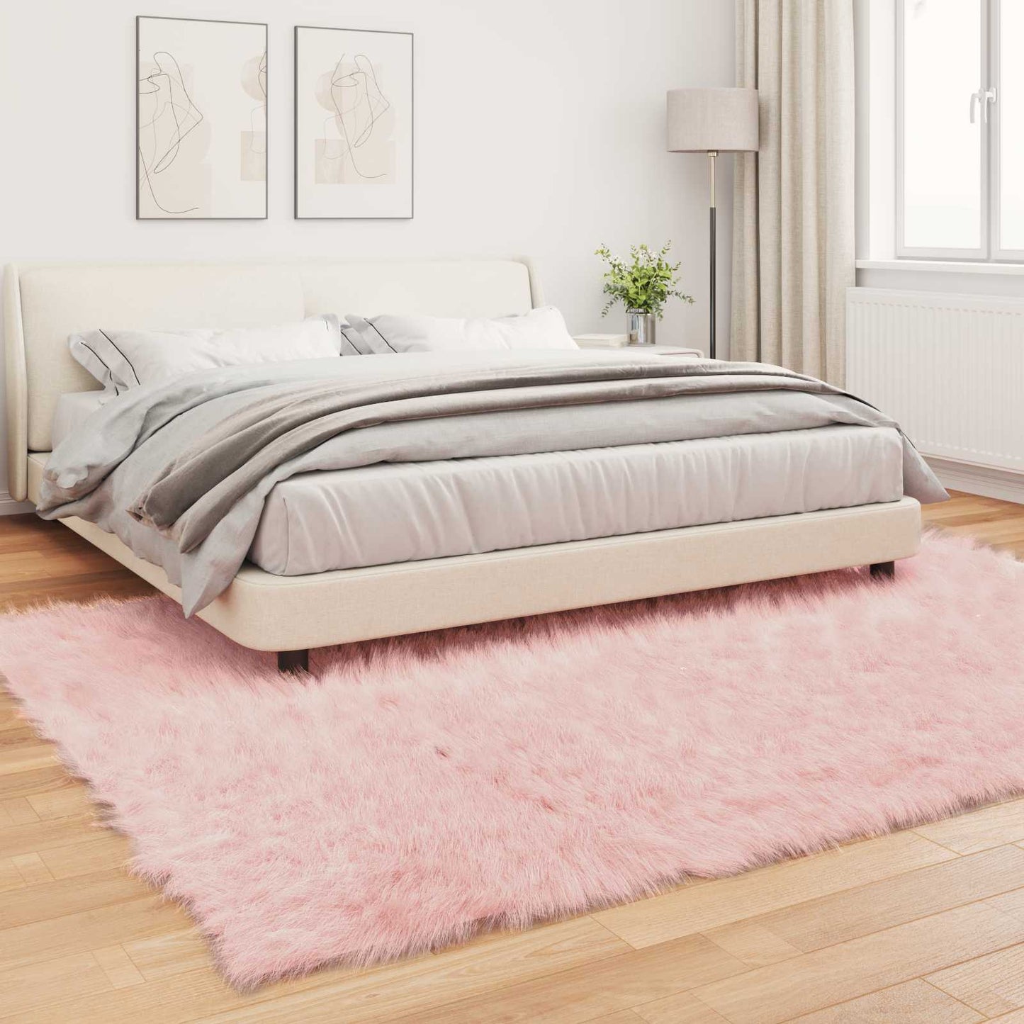 Fusk saueskinnteppe TAFALLA Rosa 240 x 340 cm Polyester