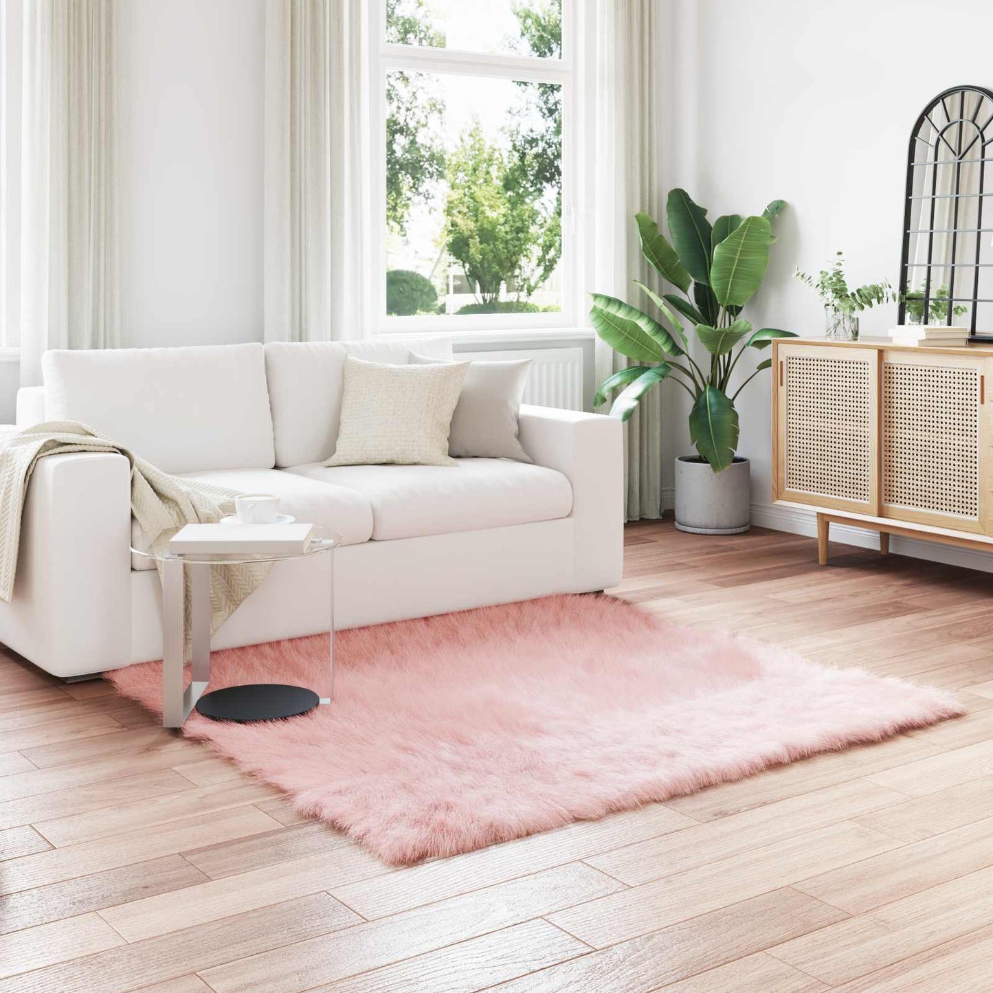 Fusk saueskinnteppe TAFALLA Rosa 120 x 120 cm Polyester