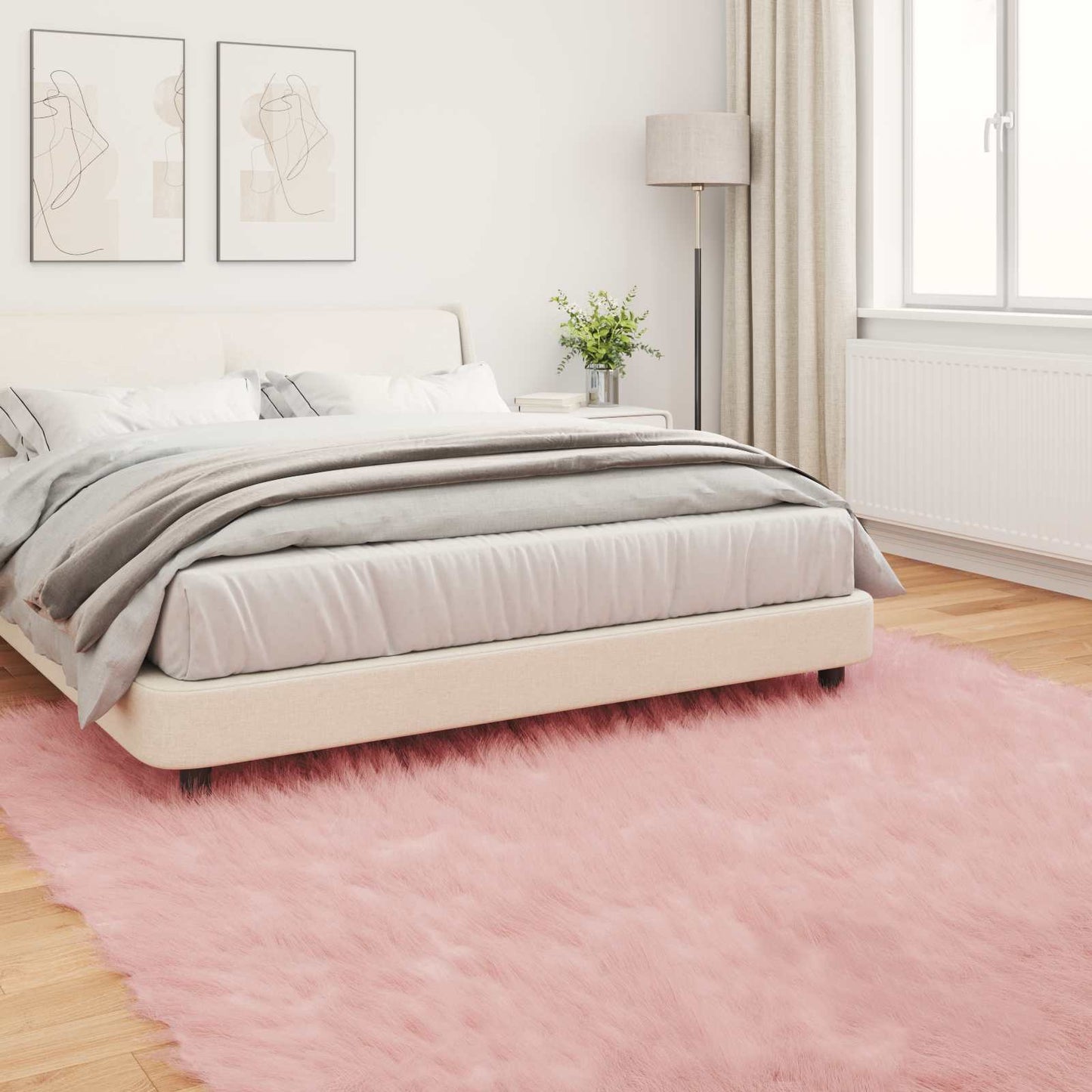 Fusk saueskinnteppe TAFALLA Rosa 240 x 240 cm Polyester