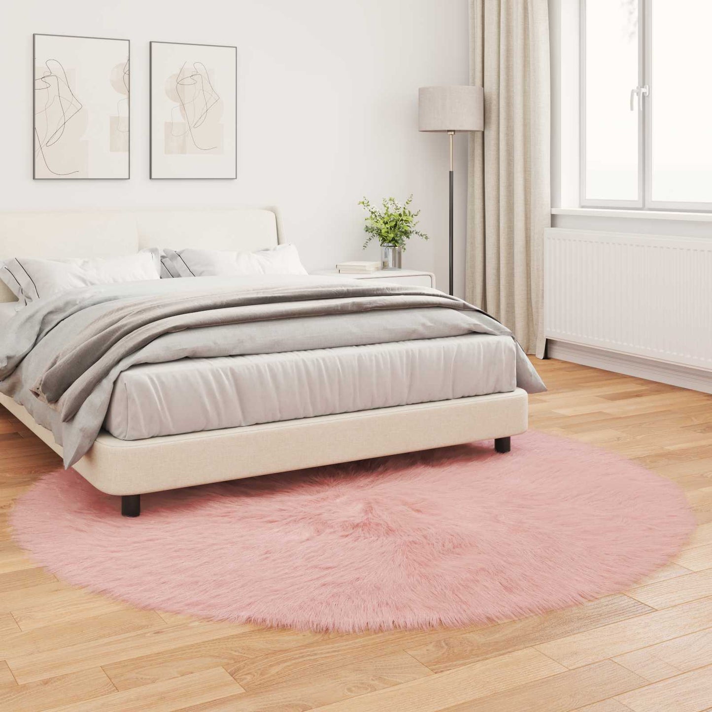 Fusk saueskinnteppe TAFALLA Rosa Ø 200 cm Polyester