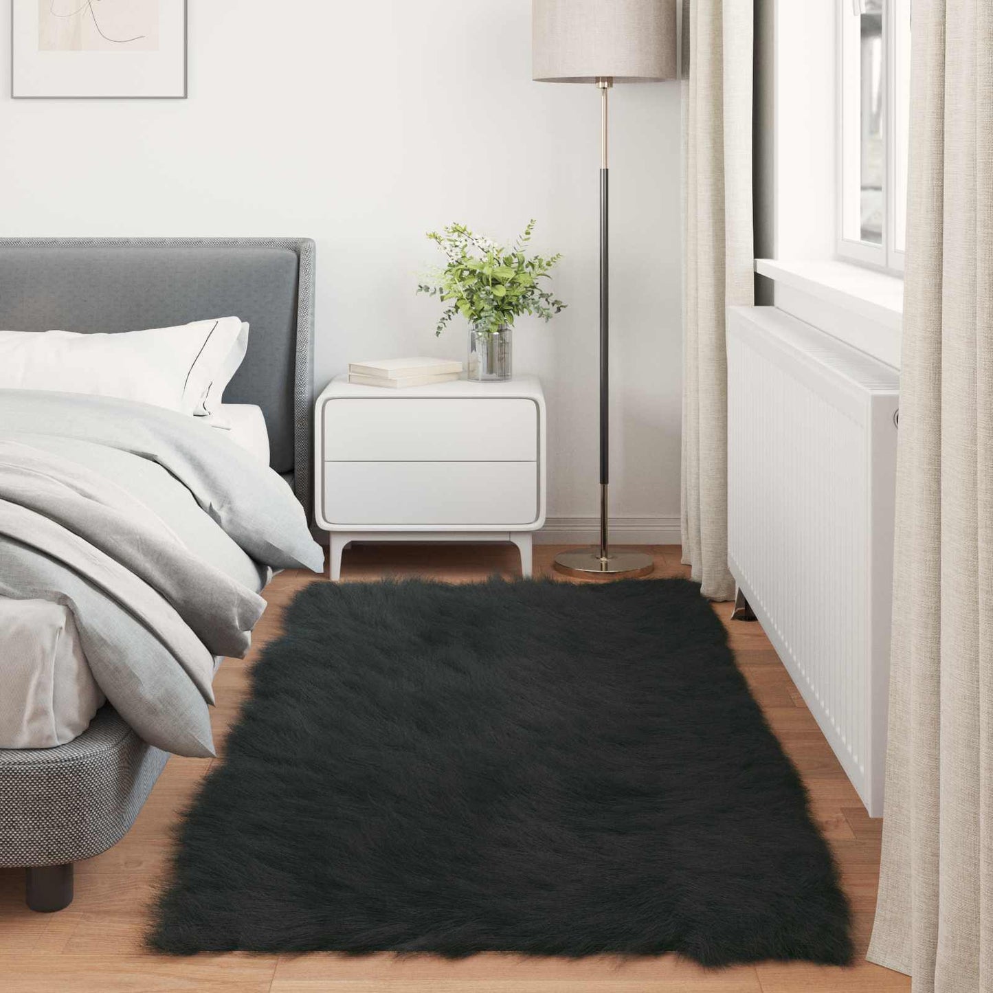 Fusk saueskinnteppe TAFALLA Svart 100 x 200 cm Polyester