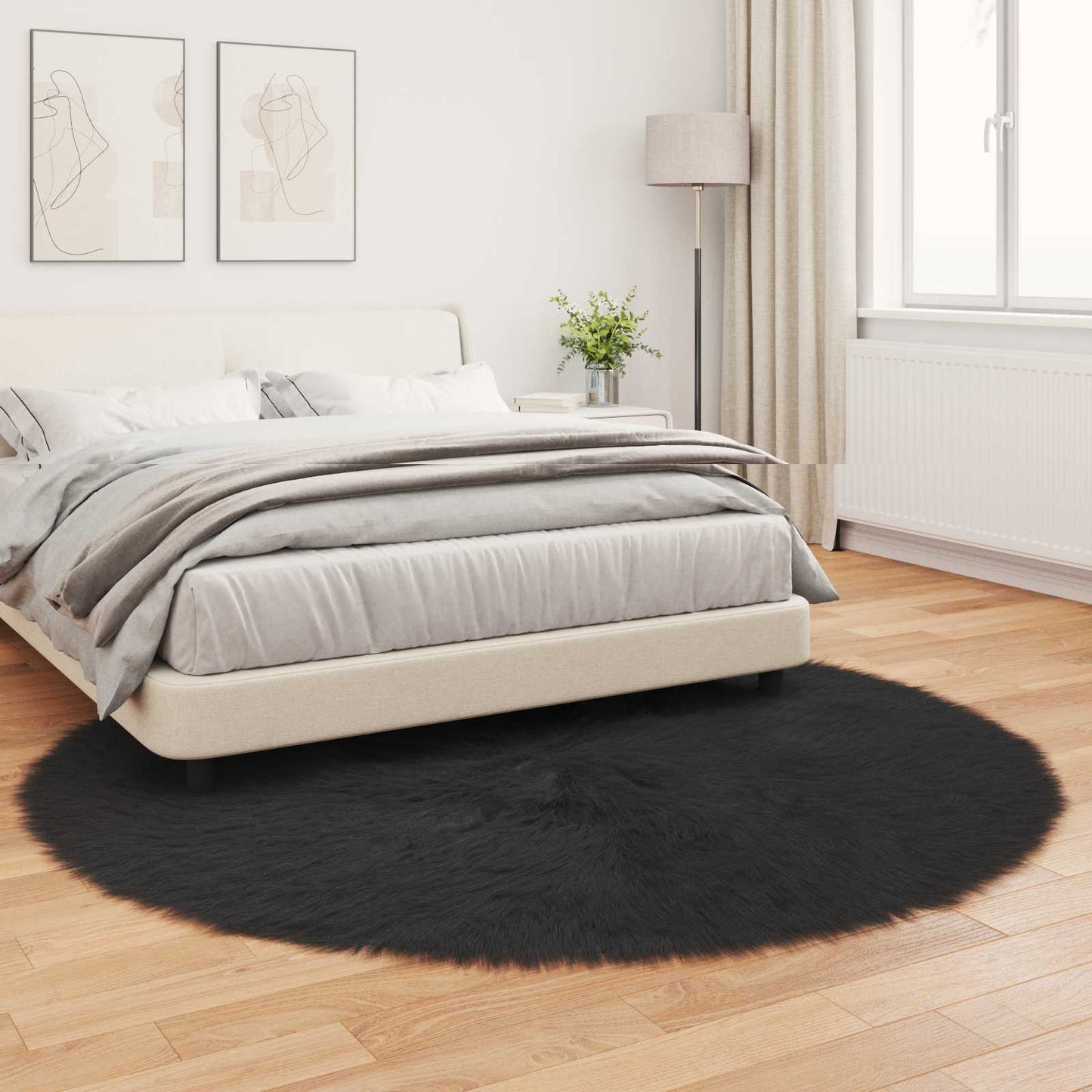 Fusk saueskinnteppe TAFALLA Svart Ø 200 cm Polyester