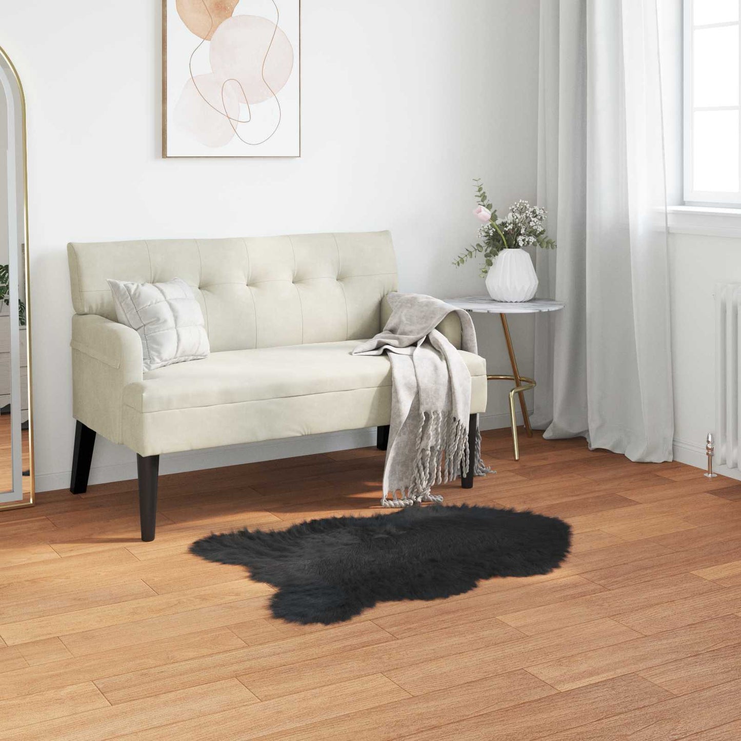 Fusk saueskinnteppe TAFALLA Svart 80 x 120 cm Polyester