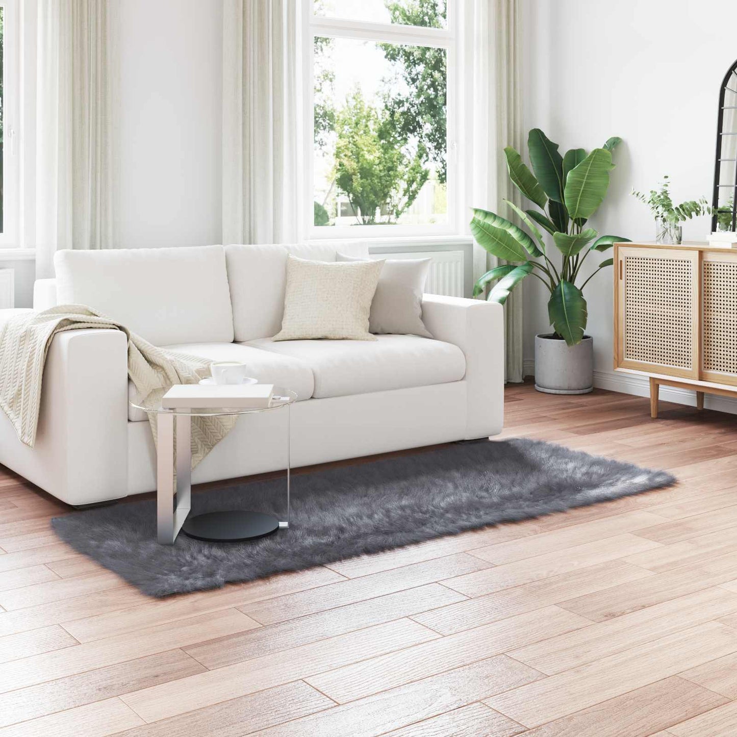 Fusk saueskinnteppe TAFALLA Antrasitt 80 x 200 cm Polyester