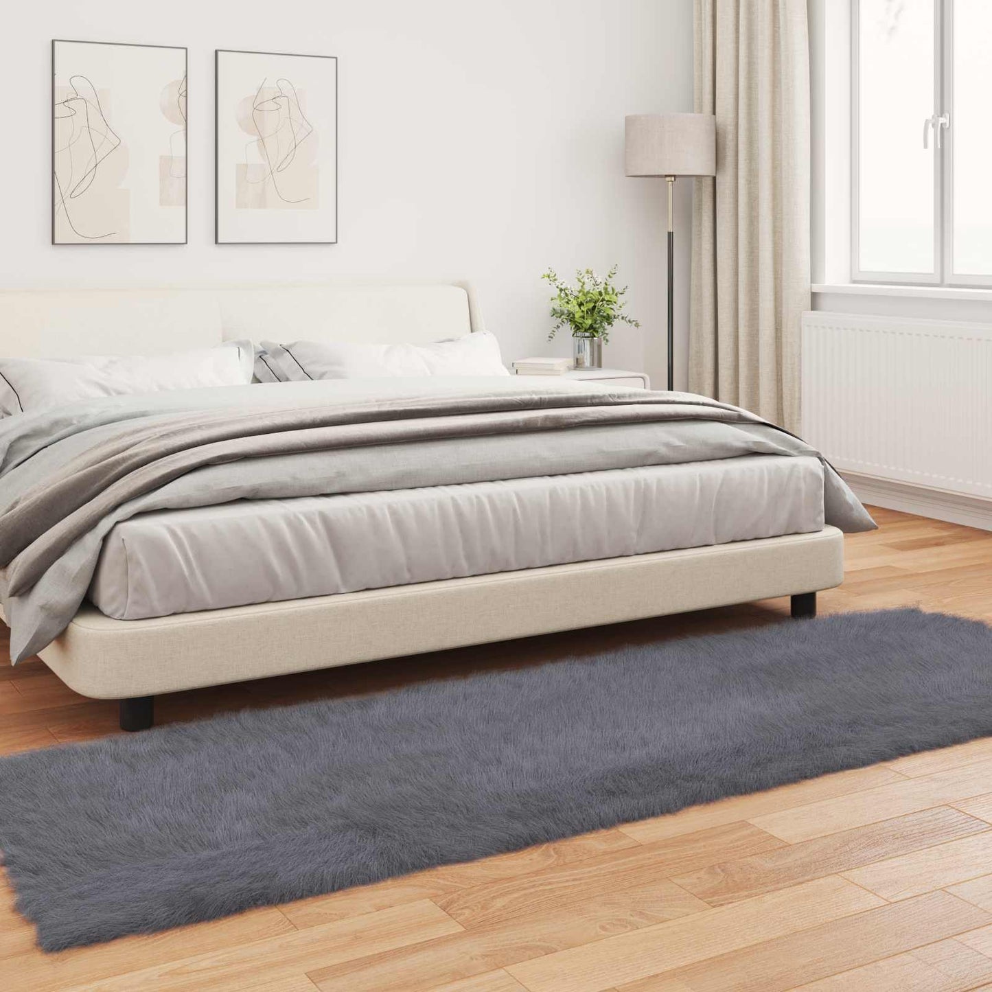 Fusk saueskinnteppe TAFALLA Antrasitt 80 x 250 cm Polyester