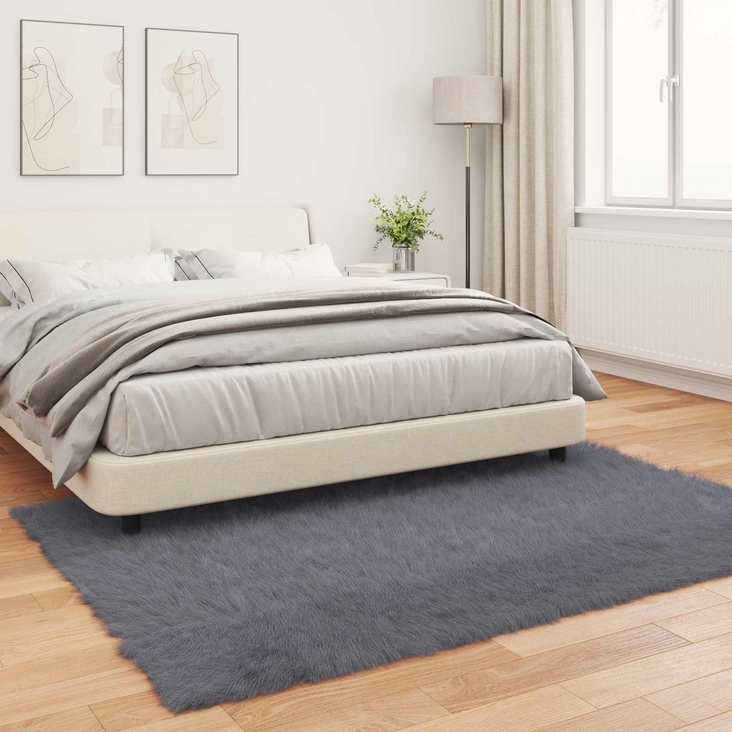 Fusk saueskinnteppe TAFALLA Antrasitt 120 x 170 cm Polyester