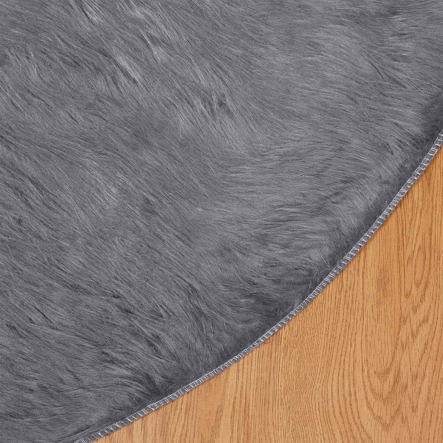 Fusk saueskinnteppe TAFALLA Antrasitt Ø 80 cm Polyester
