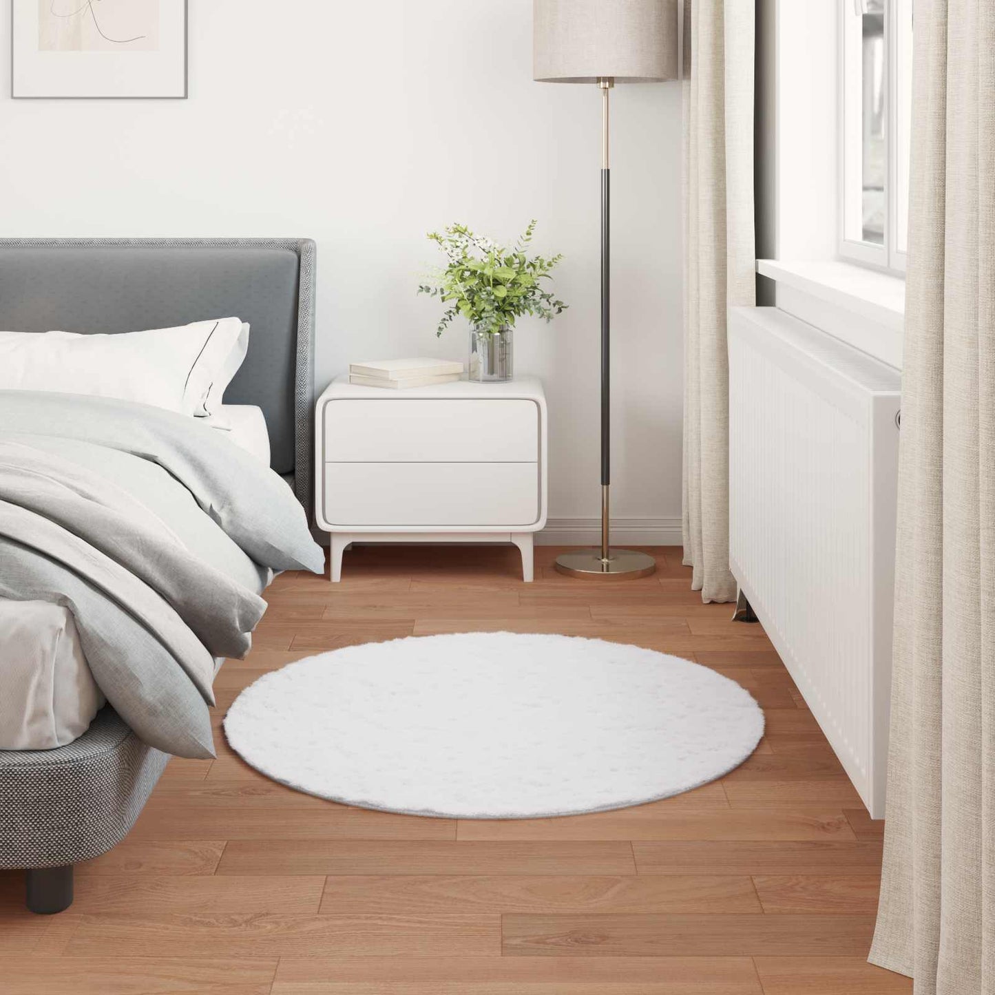 Skliikkerteppe i kunstig kaninpels OLITE Hvit Ø 80 cm Polyester