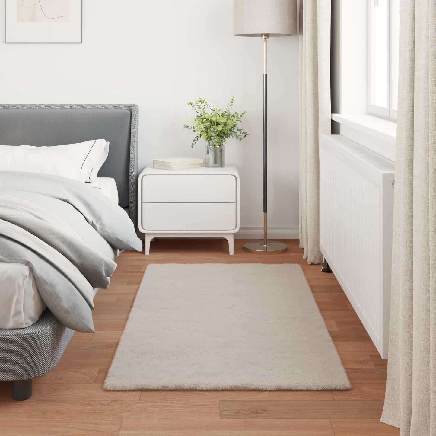 Skliikkerteppe i kunstig kaninpels OLITE Beige 60 x 110 cm