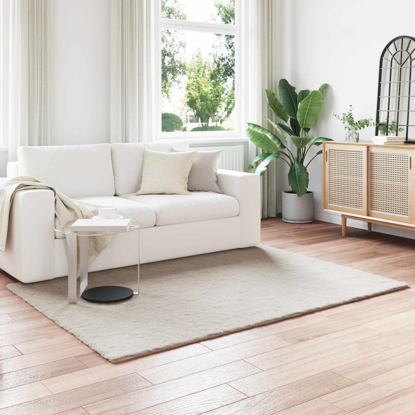 Skliikkerteppe i kunstig kaninpels OLITE Beige 160 x 230 cm