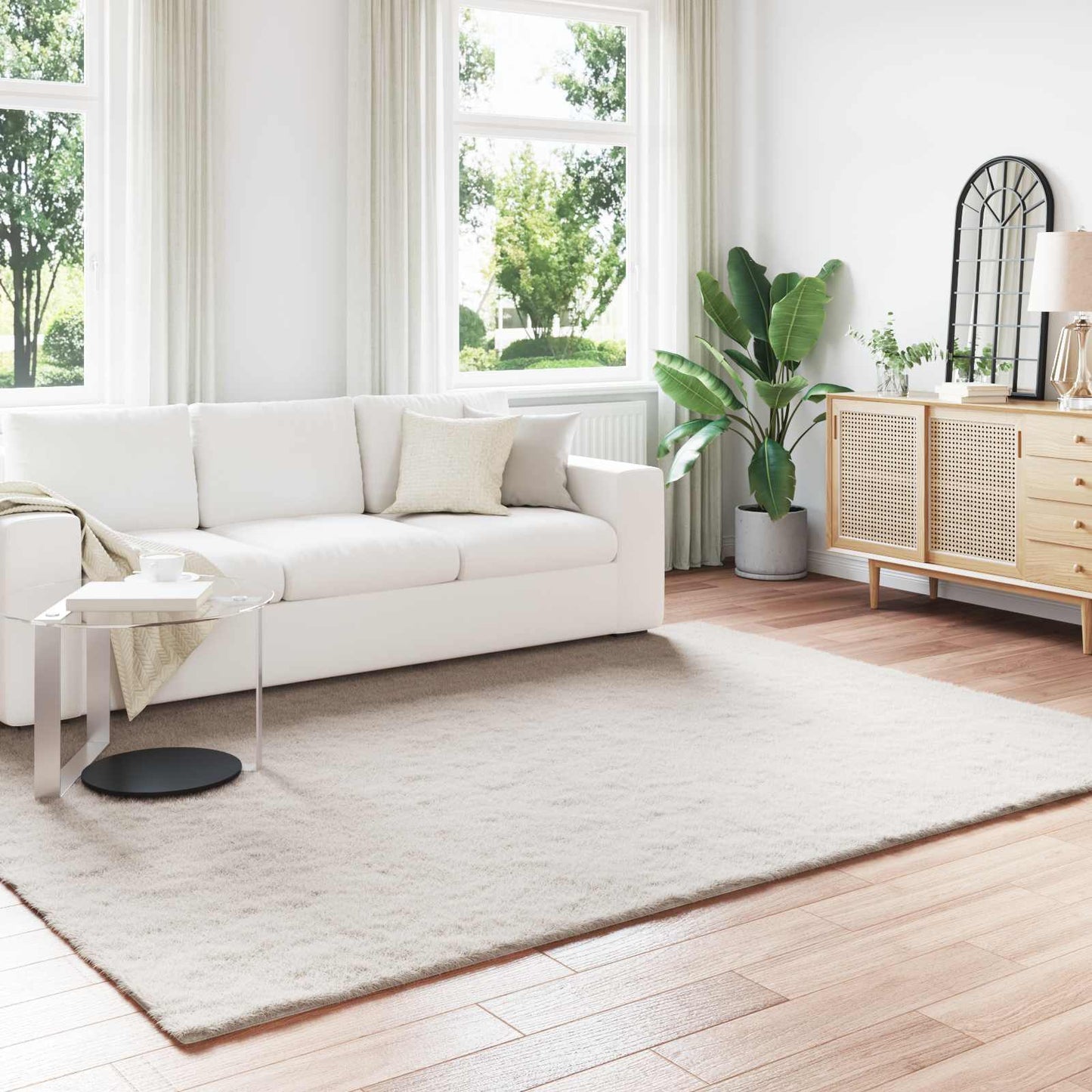 Skliikkerteppe i kunstig kaninpels OLITE Beige 200 x 280 cm