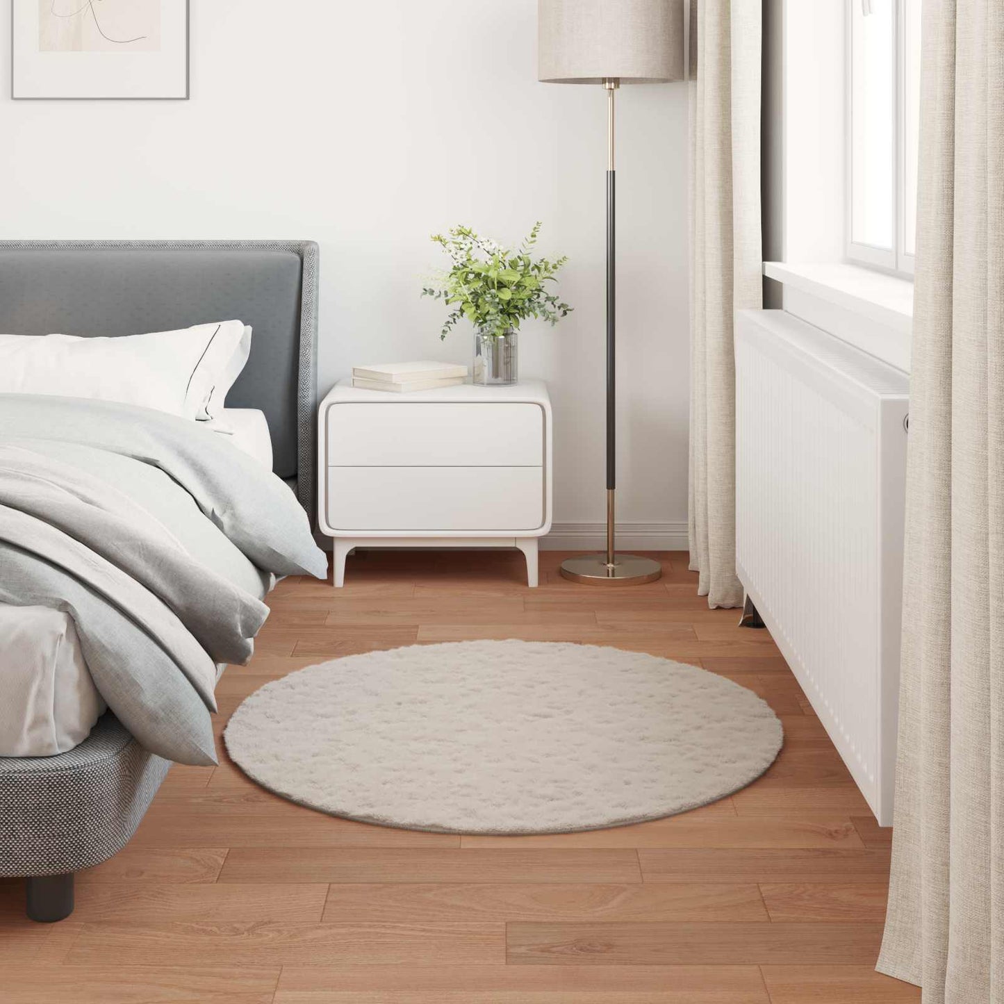 Skliikkerteppe i kunstig kaninpels OLITE Beige Ø 80 cm