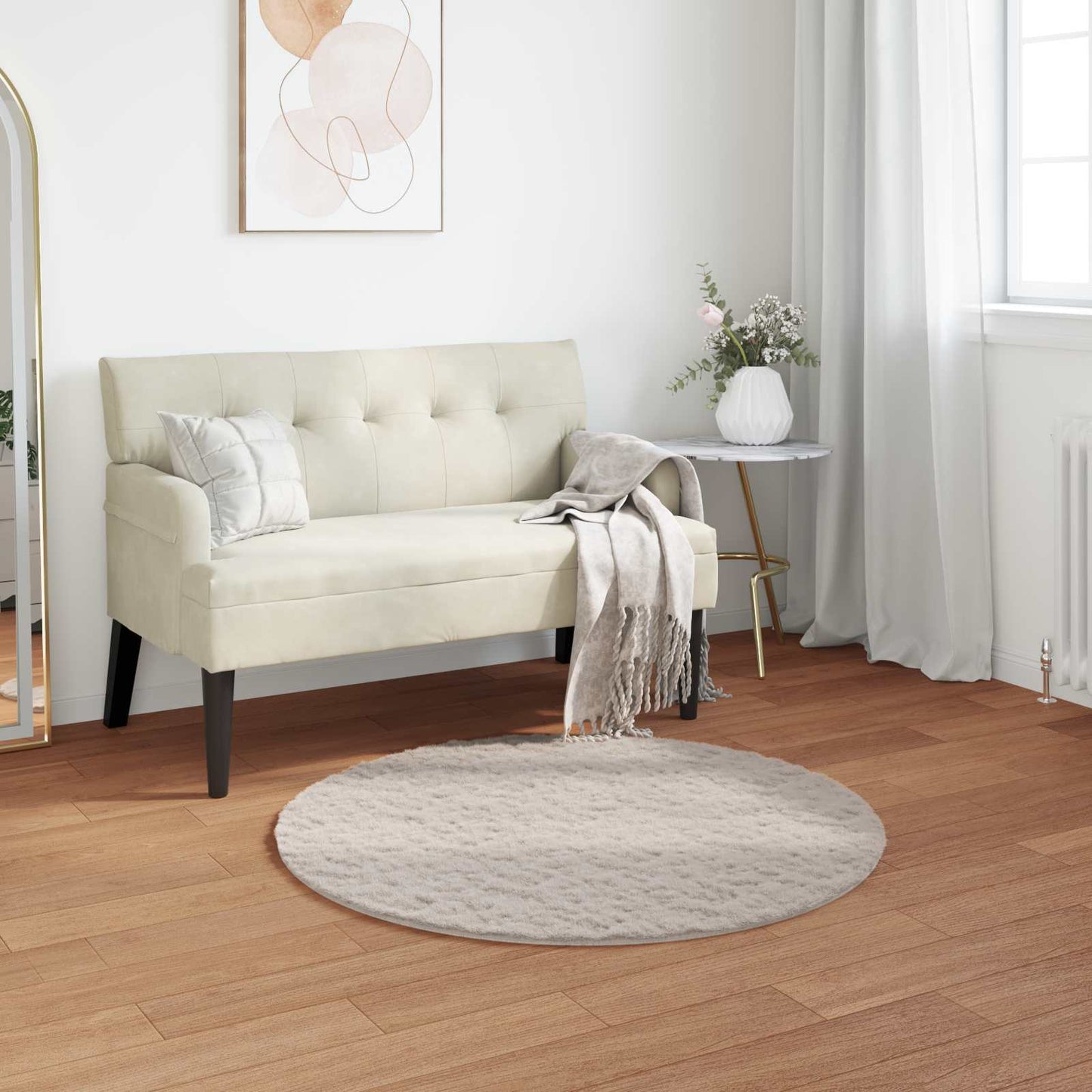 Skliikkerteppe i kunstig kaninpels OLITE Beige Ø 120 cm