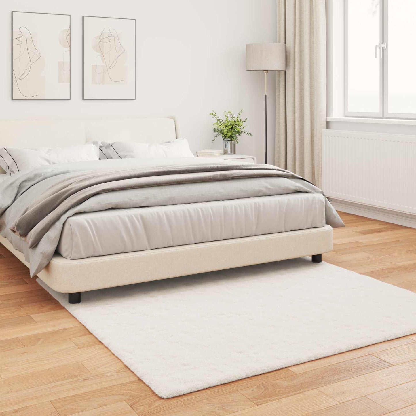 Skliikkerteppe i kunstig kaninpels OLITE Krem 160 x 160 cm