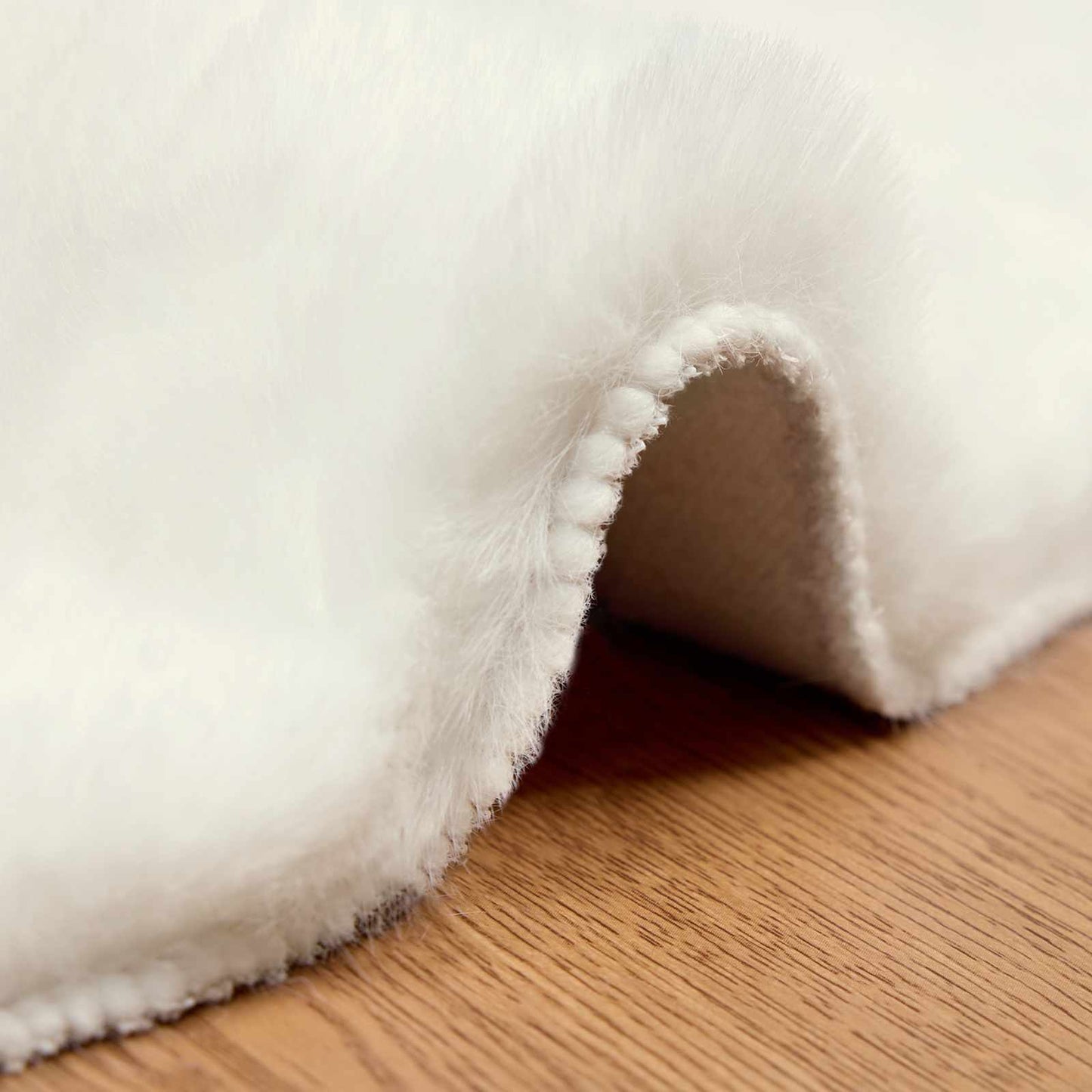Skliikkerteppe i kunstig kaninpels OLITE Krem Ø 80 cm Polyester
