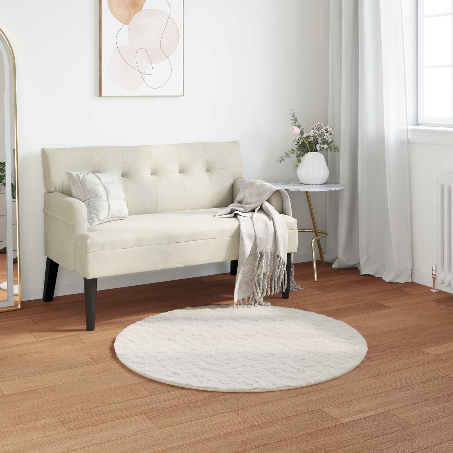 Skliikkerteppe i kunstig kaninpels OLITE Krem Ø 80 cm Polyester
