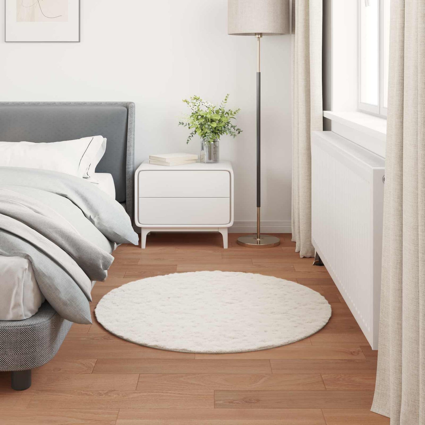 Skliikkerteppe i kunstig kaninpels OLITE Krem Ø 80 cm Polyester