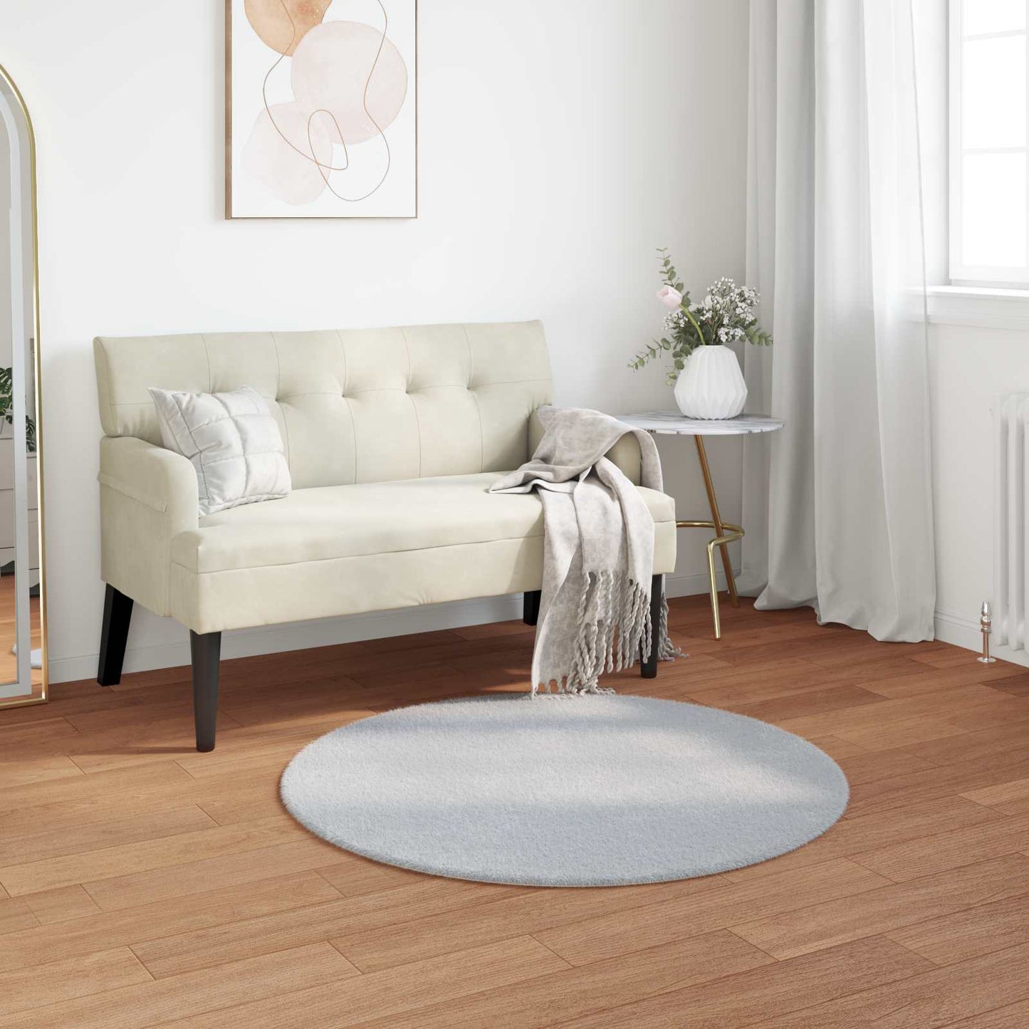 Skliikkerteppe i kunstig kaninpels OLITE Grå Ø 80 cm Polyester