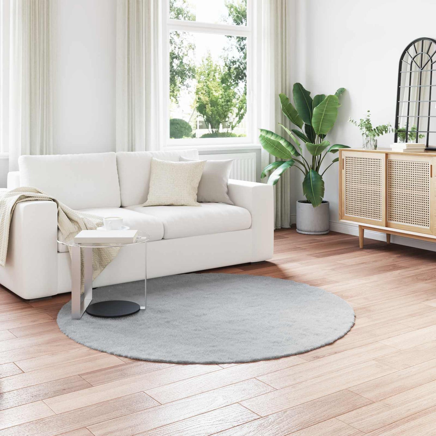 Skliikkerteppe i kunstig kaninpels OLITE Grå Ø 200 cm Polyester