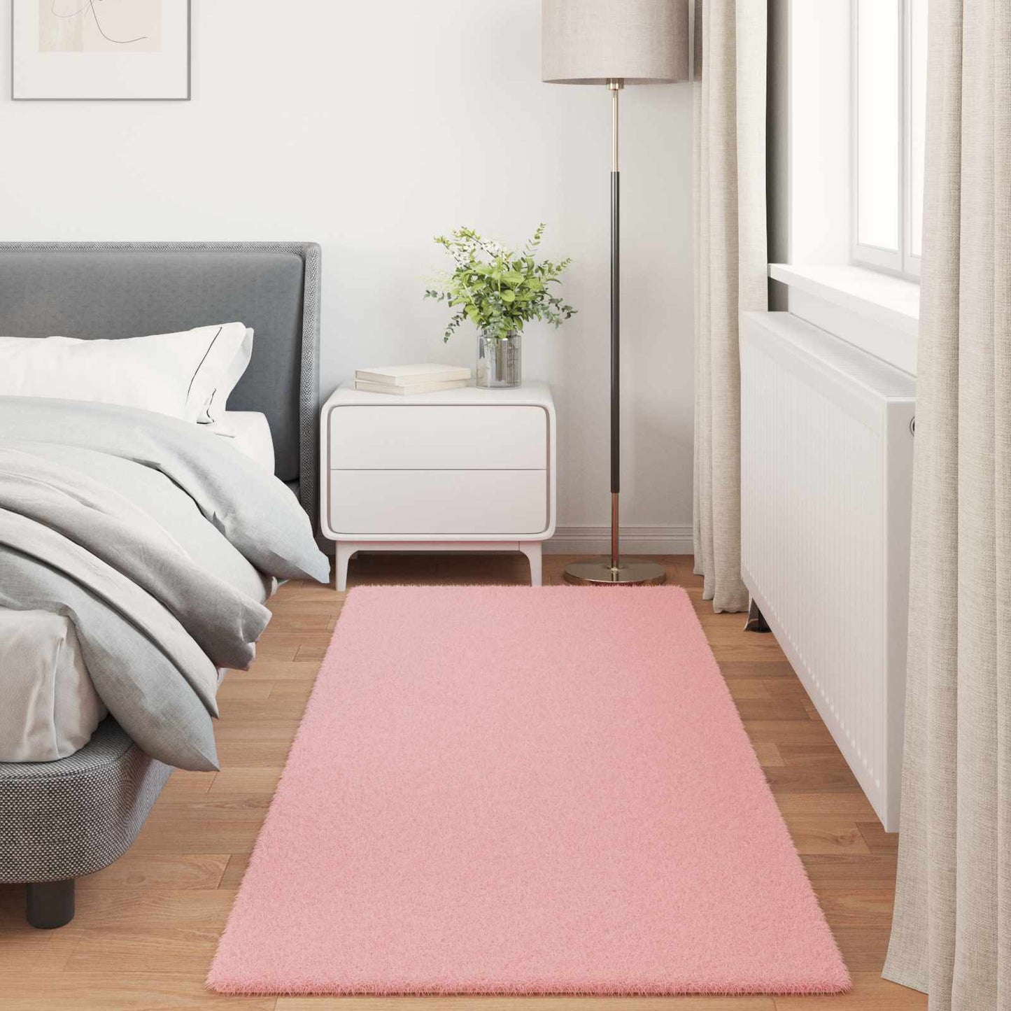 Skliikkerteppe i kunstig kaninpels OLITE Rosa 100 x 200 cm