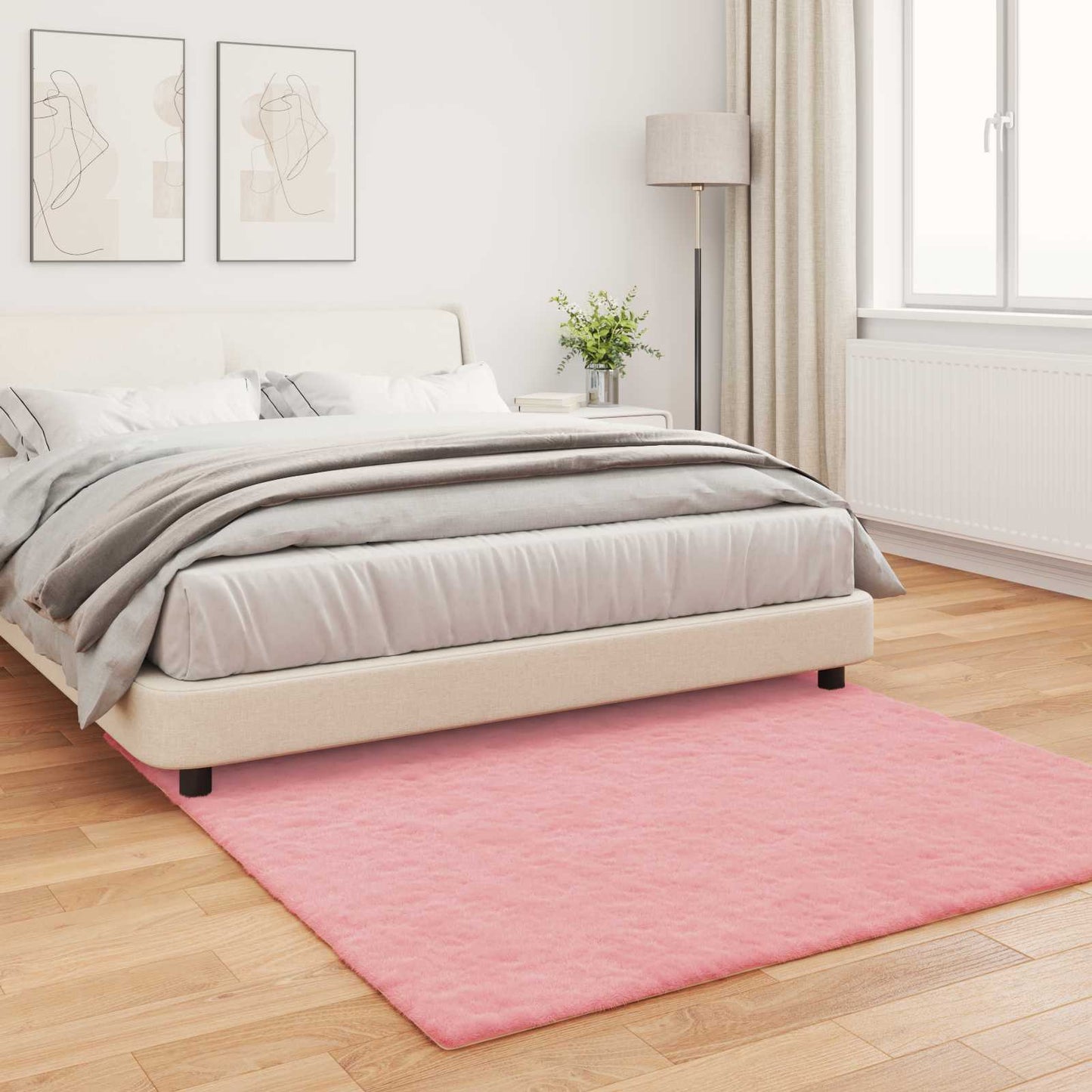 Skliikkerteppe i kunstig kaninpels OLITE Rosa 120 x 120 cm