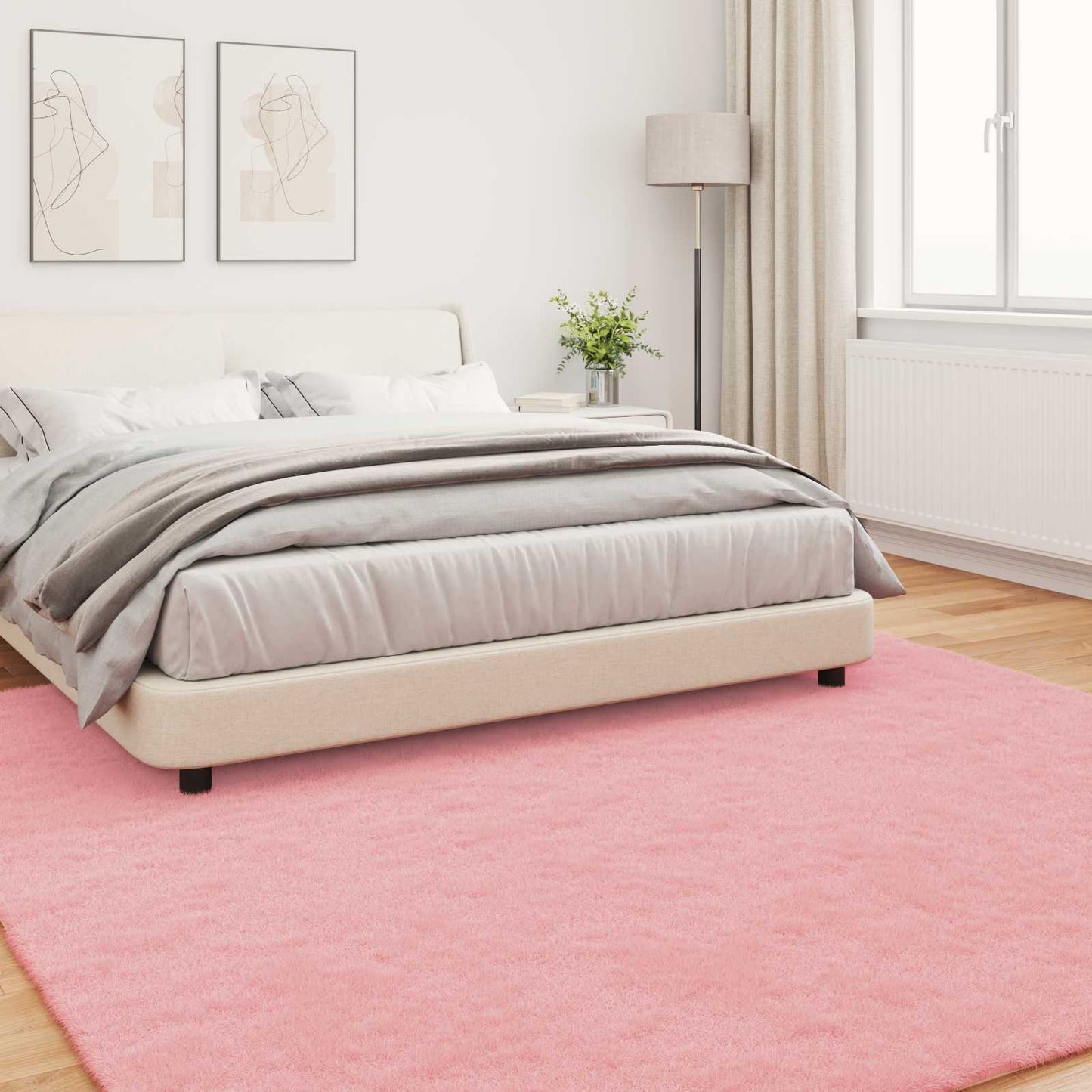 Skliikkerteppe i kunstig kaninpels OLITE Rosa 200 x 200 cm